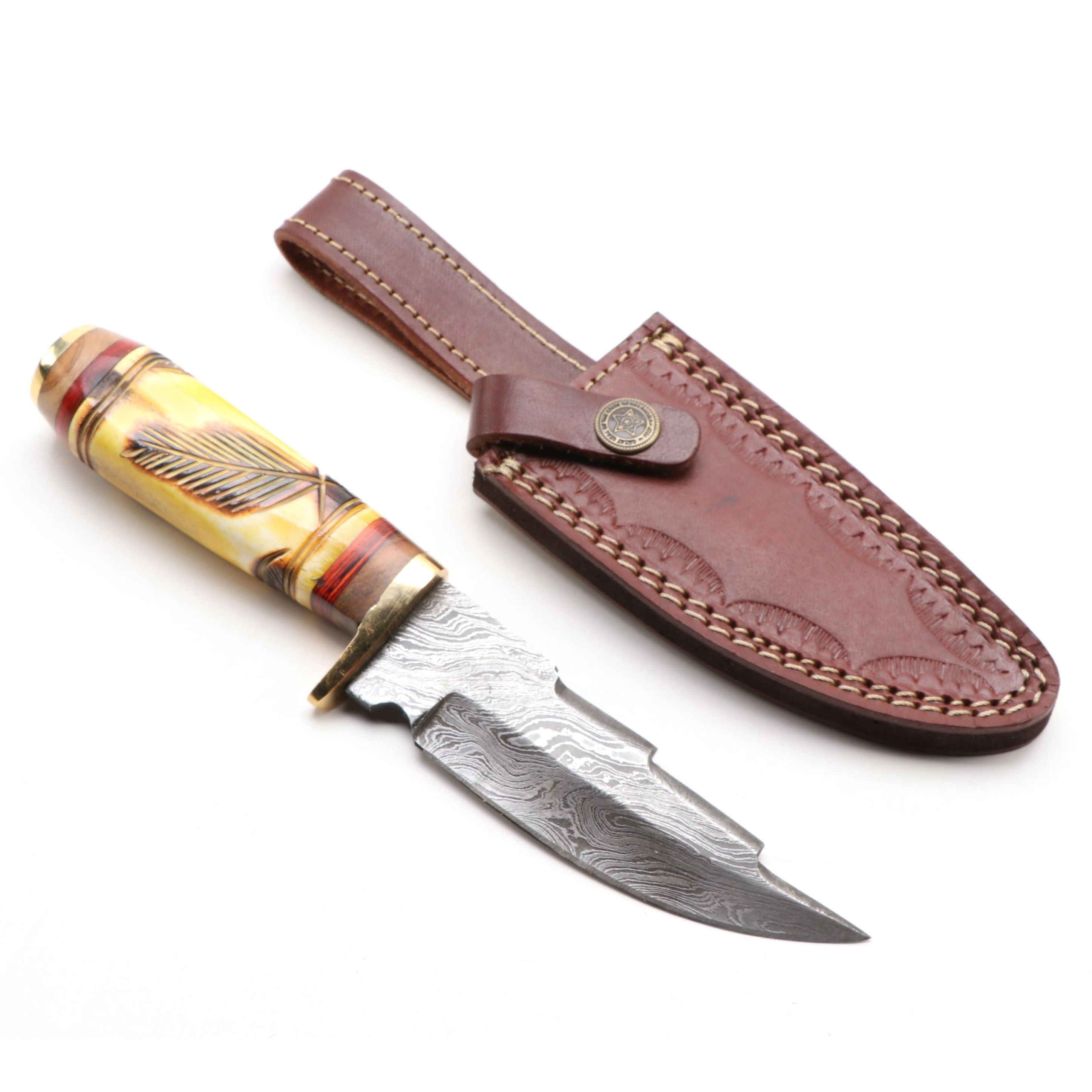 "Great Seal of the State of Oklahoma" Damascus Style Hunting Knife