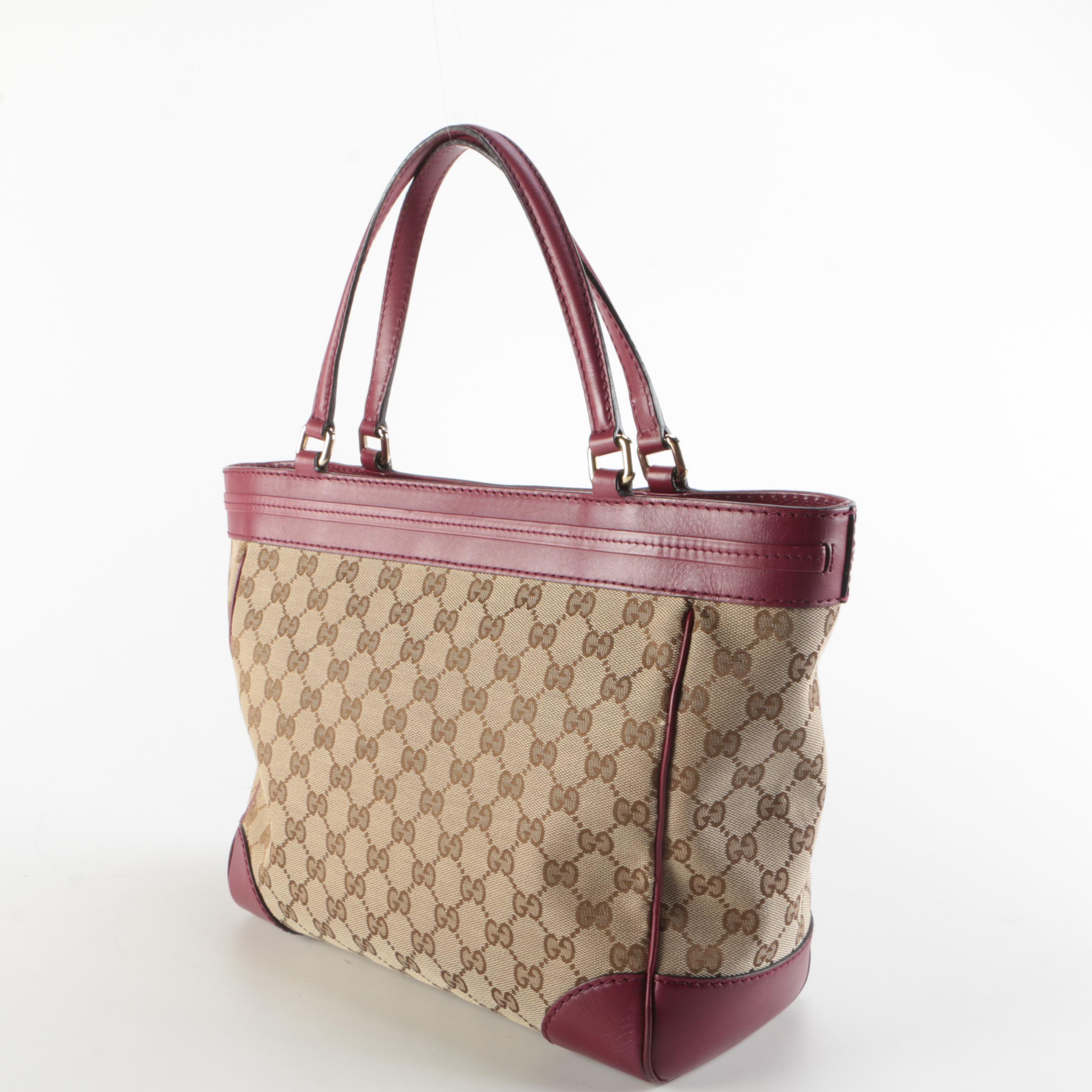 Gucci Mayfair GG Canvas and Purple Leather Tote
