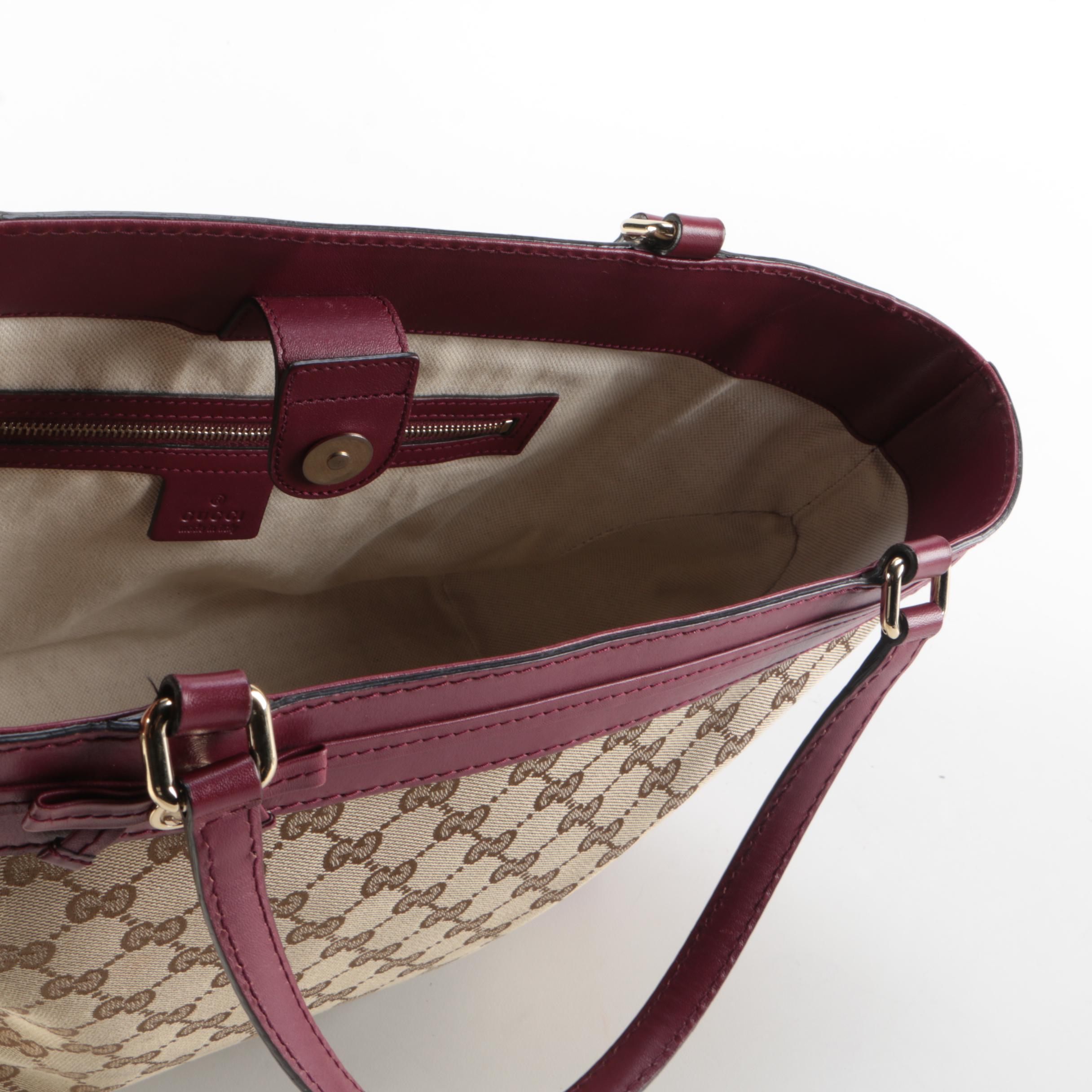 Gucci Mayfair GG Canvas and Purple Leather Tote