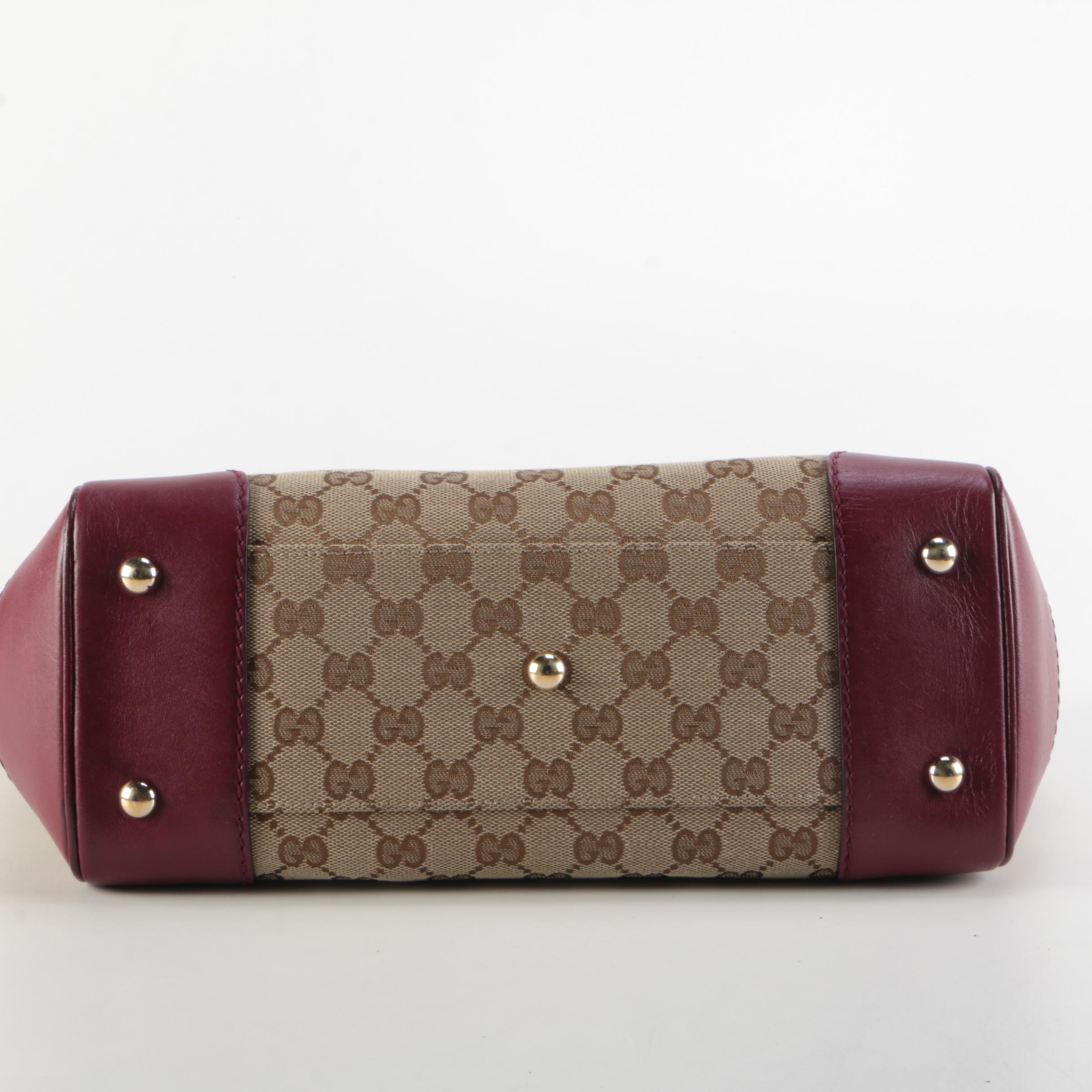 Gucci Mayfair GG Canvas and Purple Leather Tote
