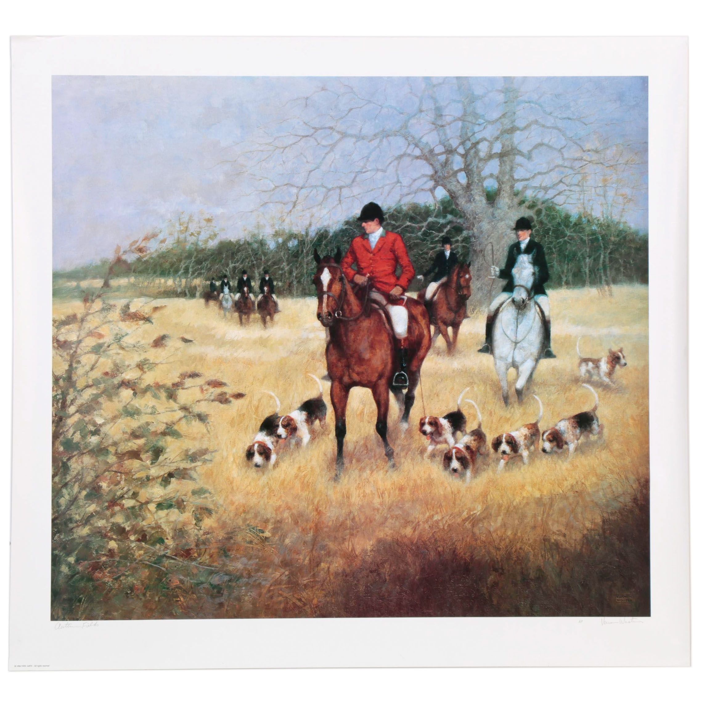 Vernon Wooten Offset Lithograph "Autumn Fields," Late 20th Century
