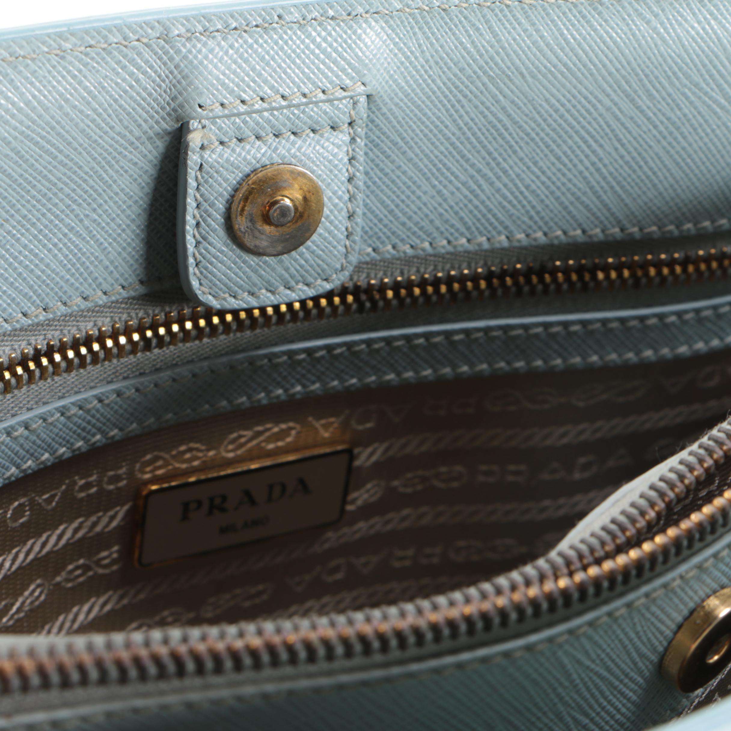 Prada Gardener's Two-Way Tote in Light Blue Saffiano Leather