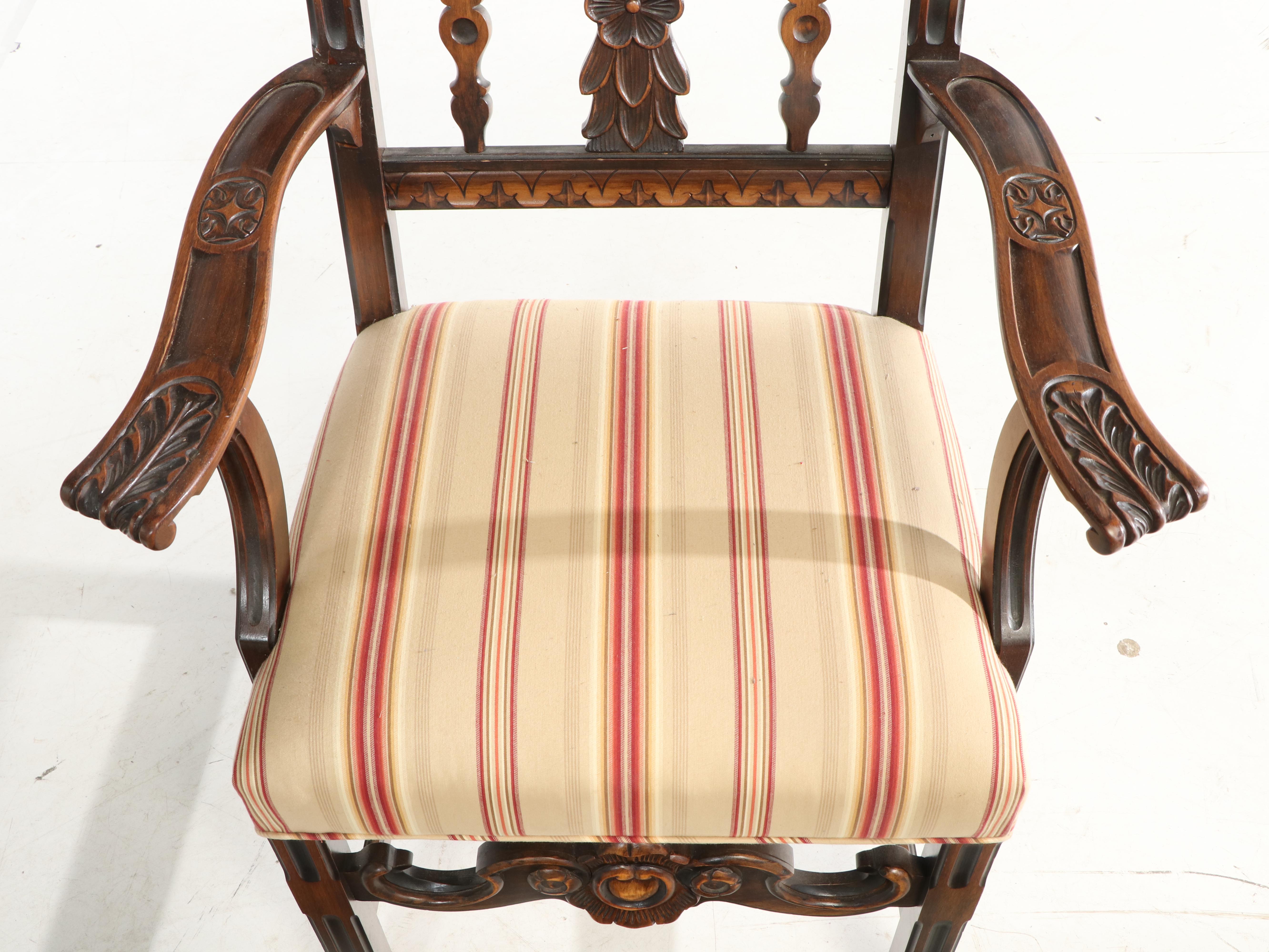 Jacobean Style Expandable Dining Table with Ten Chairs, Early 20th Century