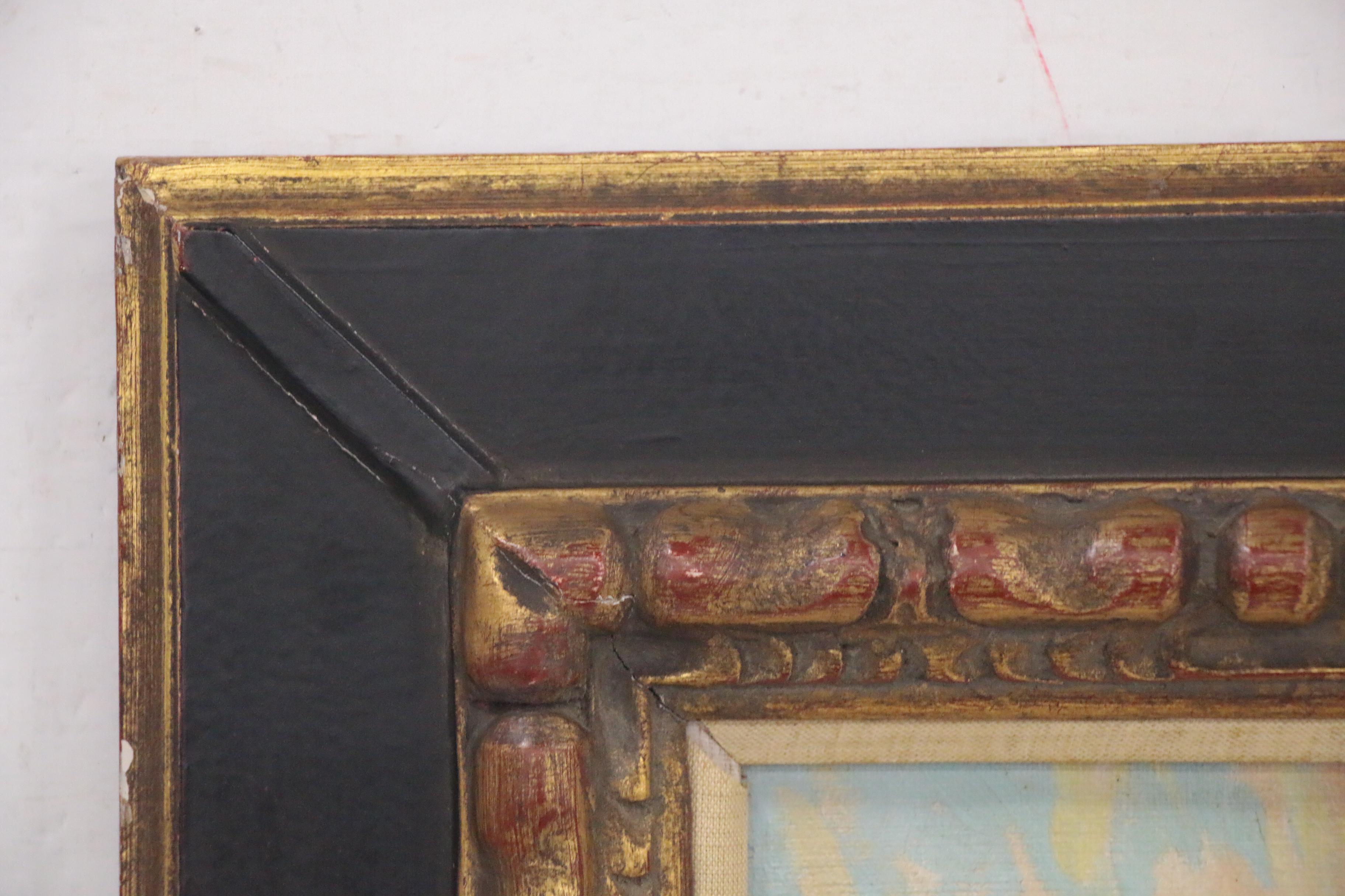 Sidney Wiggins Oil Painting of a Village Street Scene, 1920s