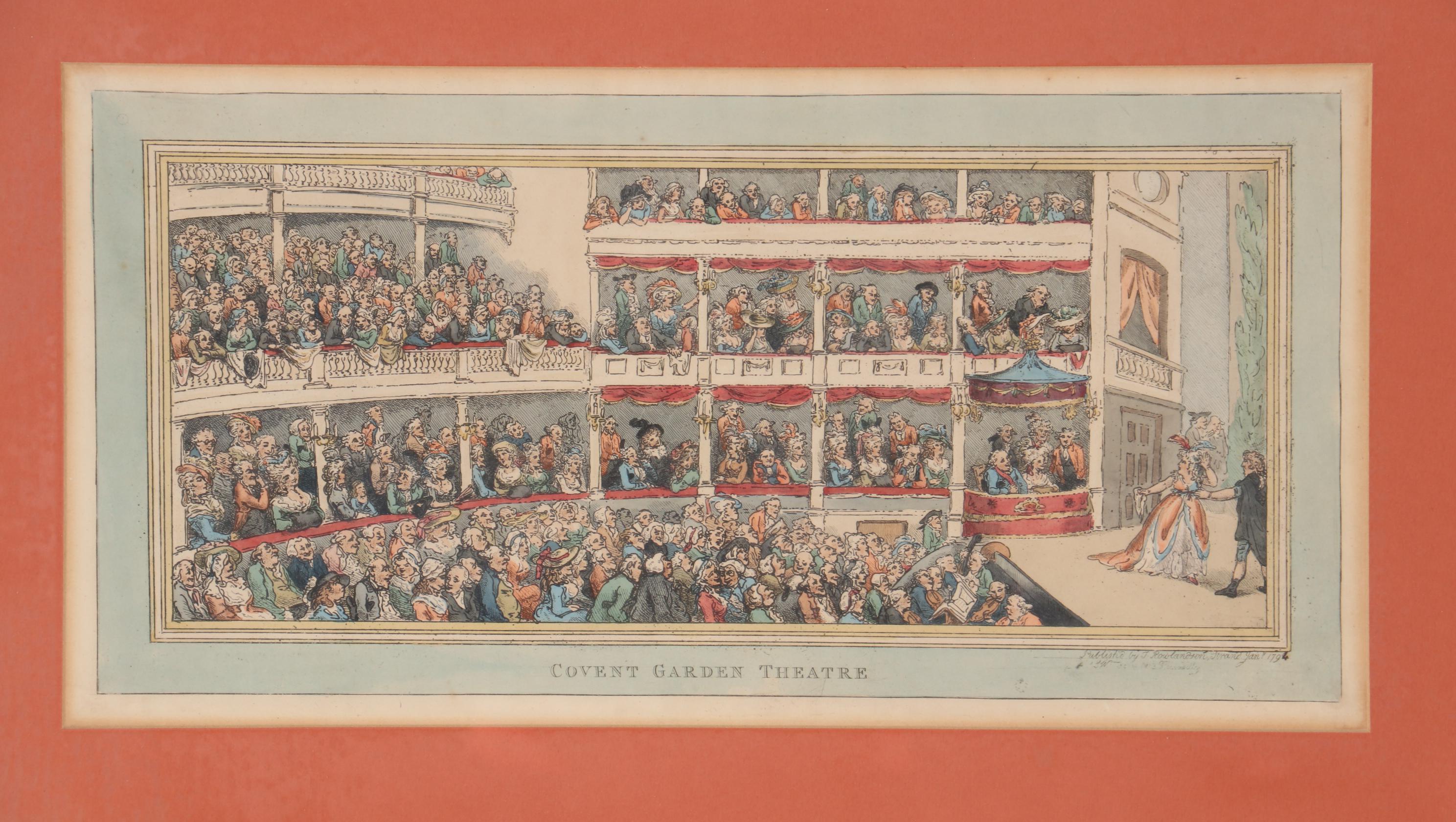 Thomas Rowlandson Etching "Covent Garden Theatre," 18th to 19th Century