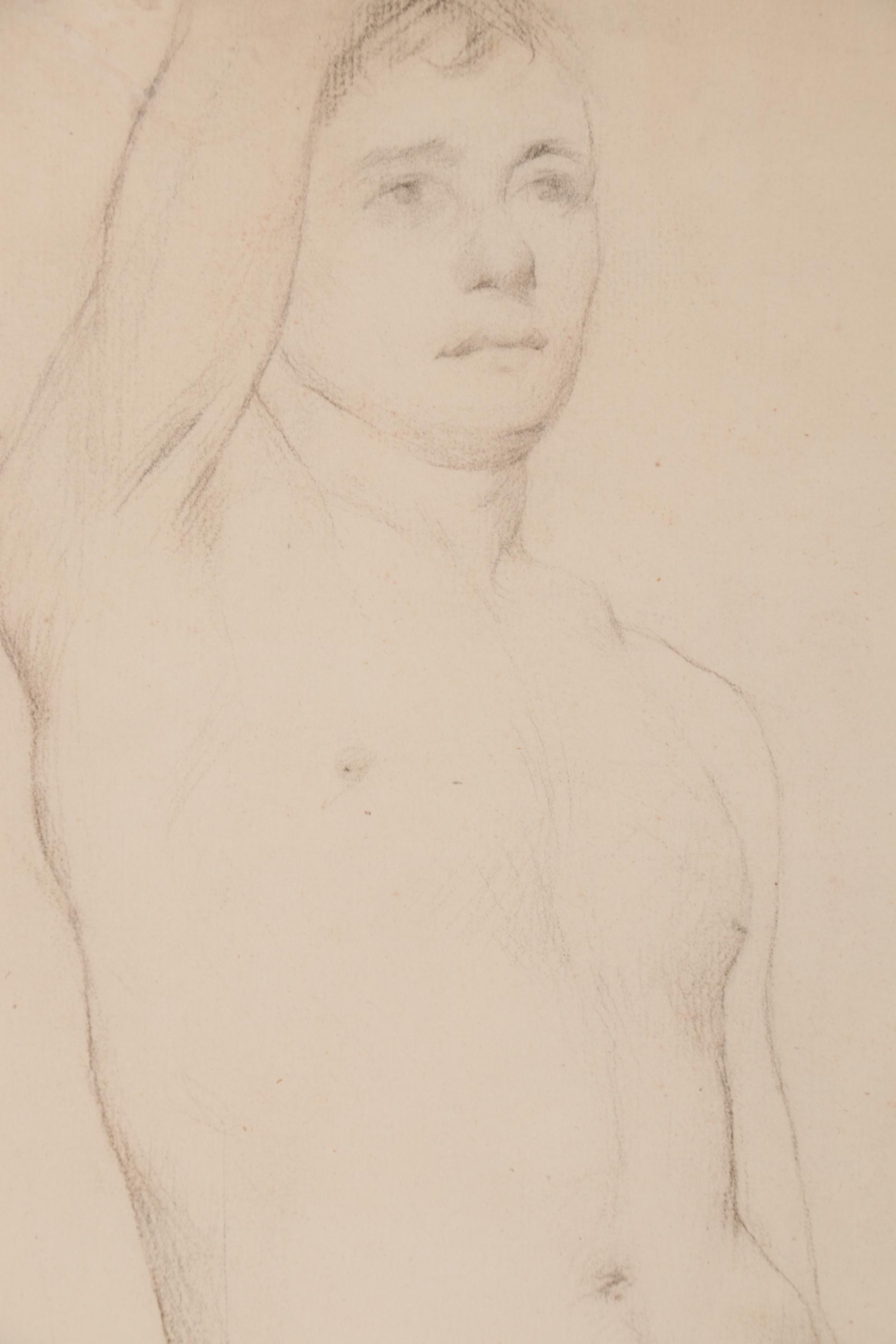 Dennis Miller Bunker, Drawing of a Male Nude, Late 19th Century