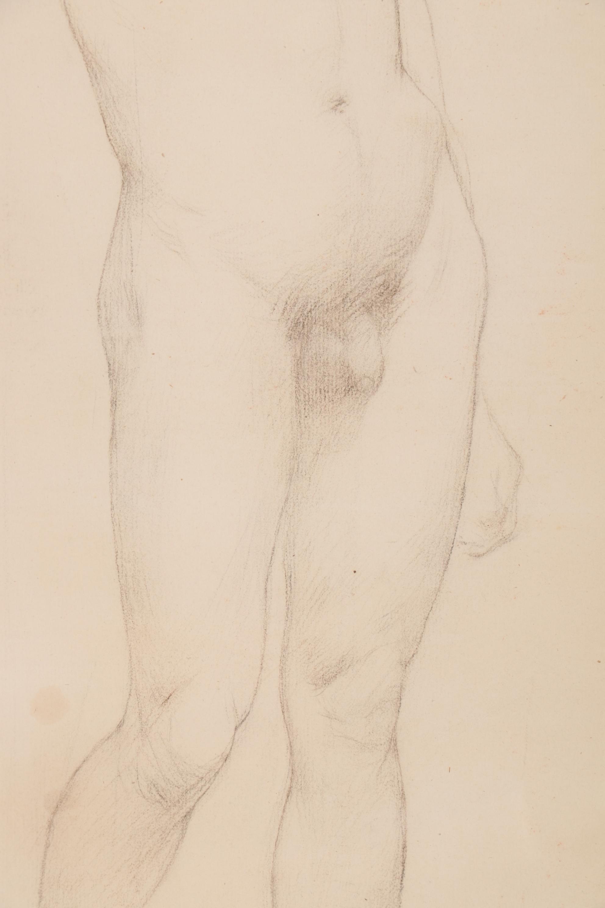 Dennis Miller Bunker, Drawing of a Male Nude, Late 19th Century