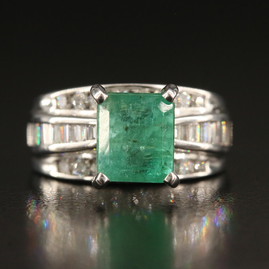 14K 2.89 CT Emerald and 0.98 CTW Diamond Ring with GIA Report