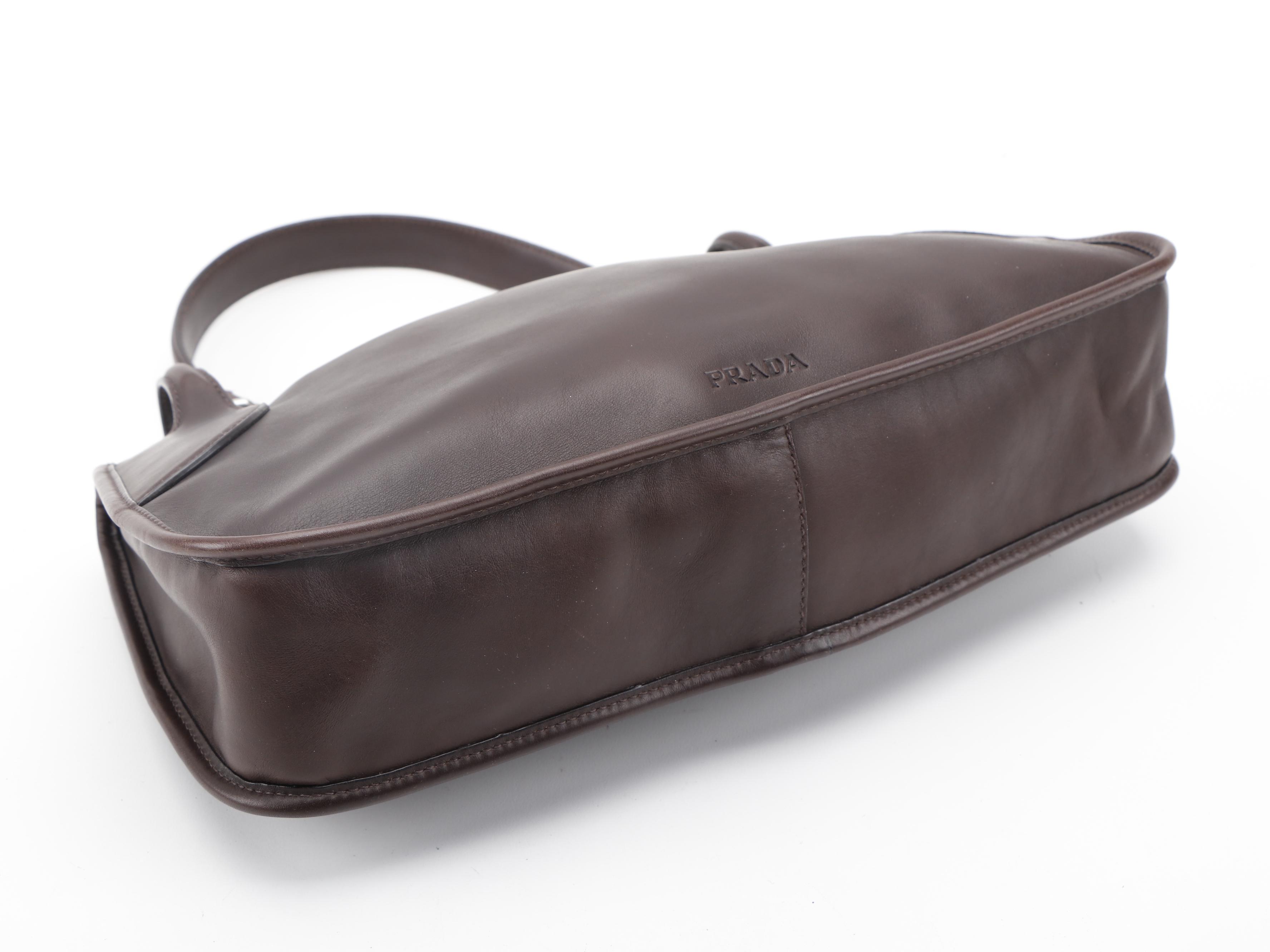 Prada Dark Brown Leather Shoulder Bag
