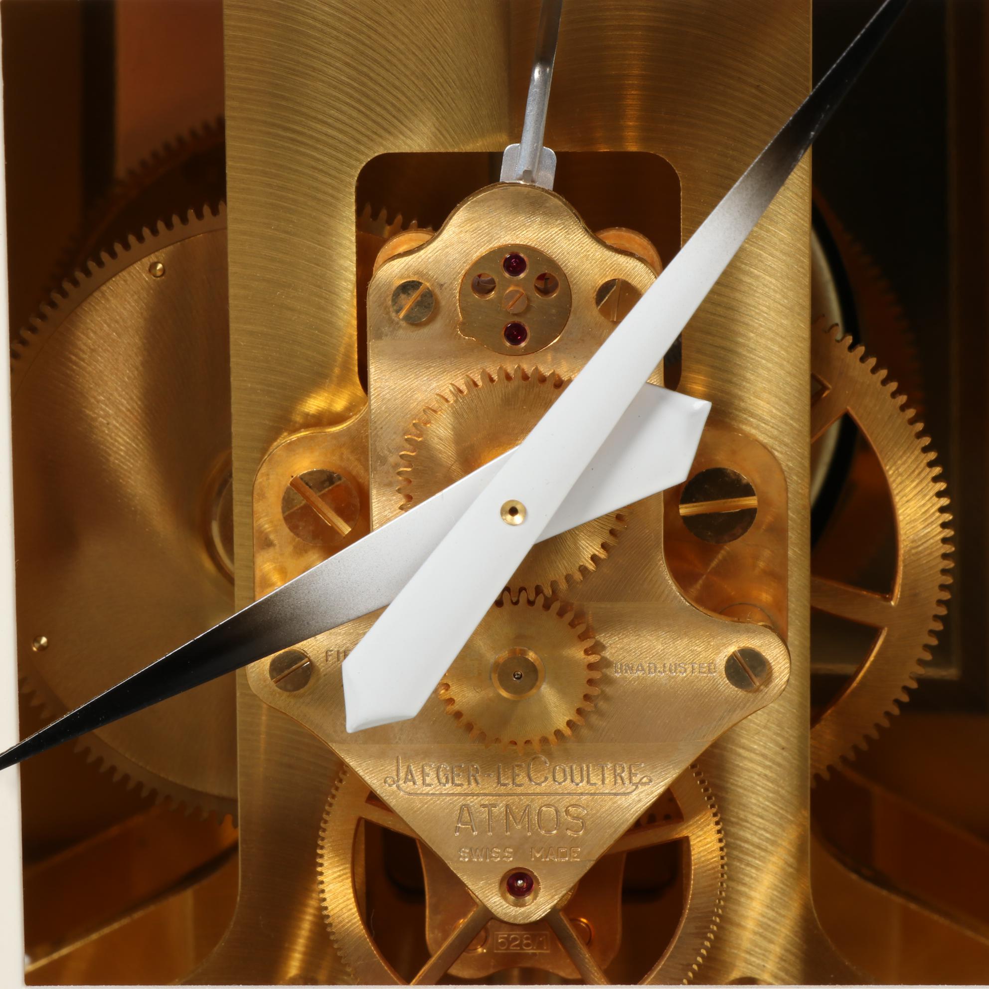 Jaeger-LeCoultre Square Face Atmos Classic Gilt Brass Clock, Mid to Late 20th C.