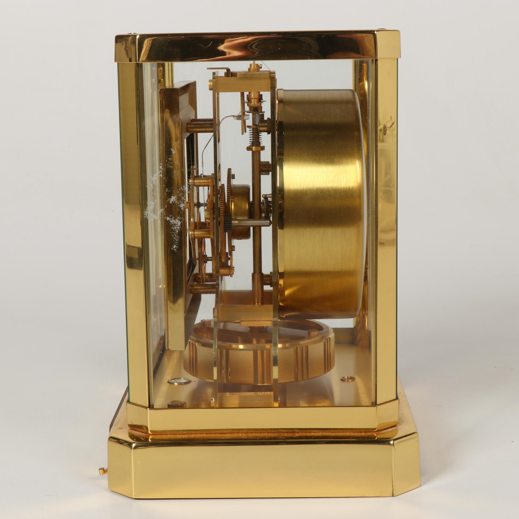 Jaeger-LeCoultre Square Face Atmos Classic Gilt Brass Clock, Mid to Late 20th C.