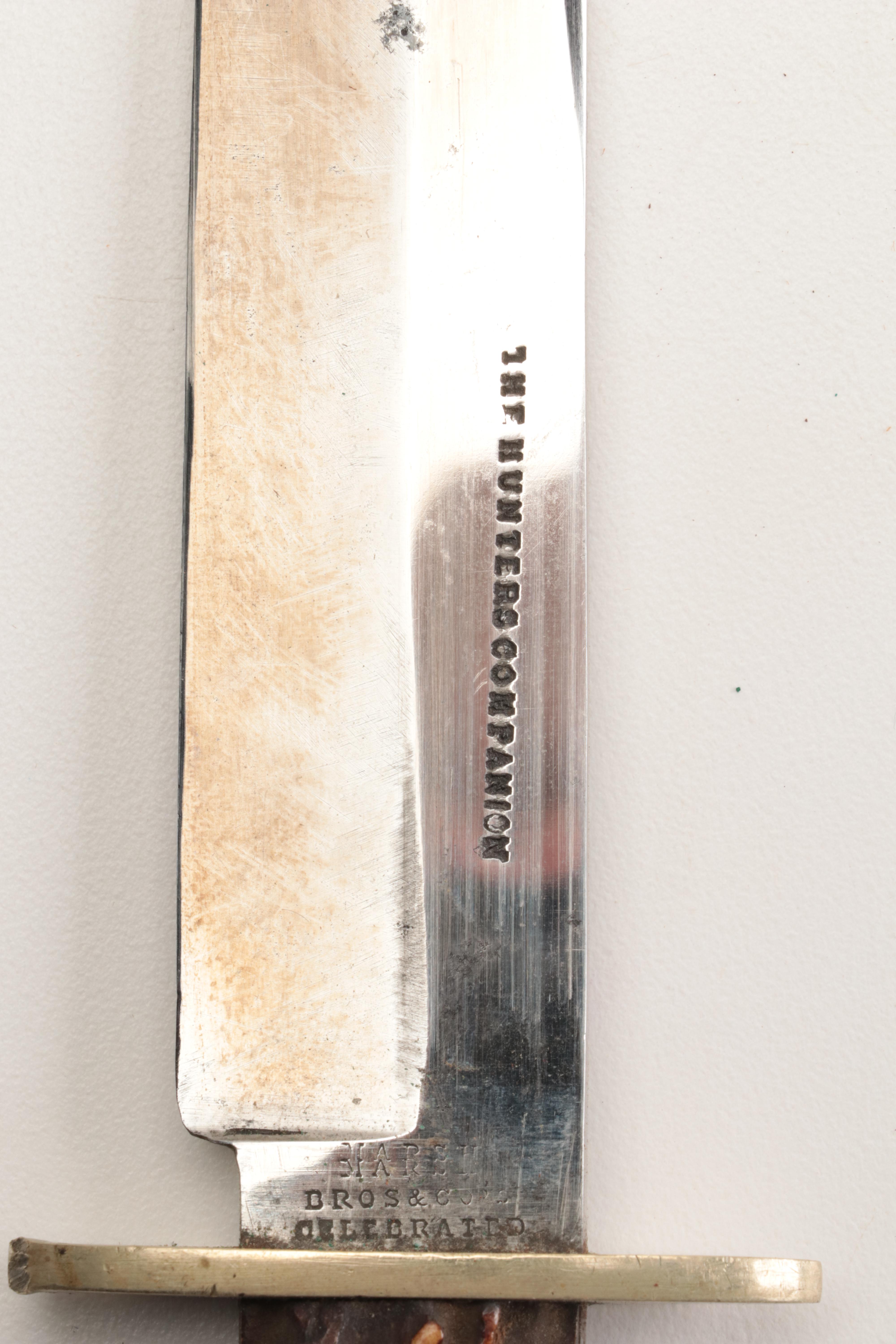 Marsh Bros & Co. Sheffield Stag Handle Bowie Knife, Mid-19th Century