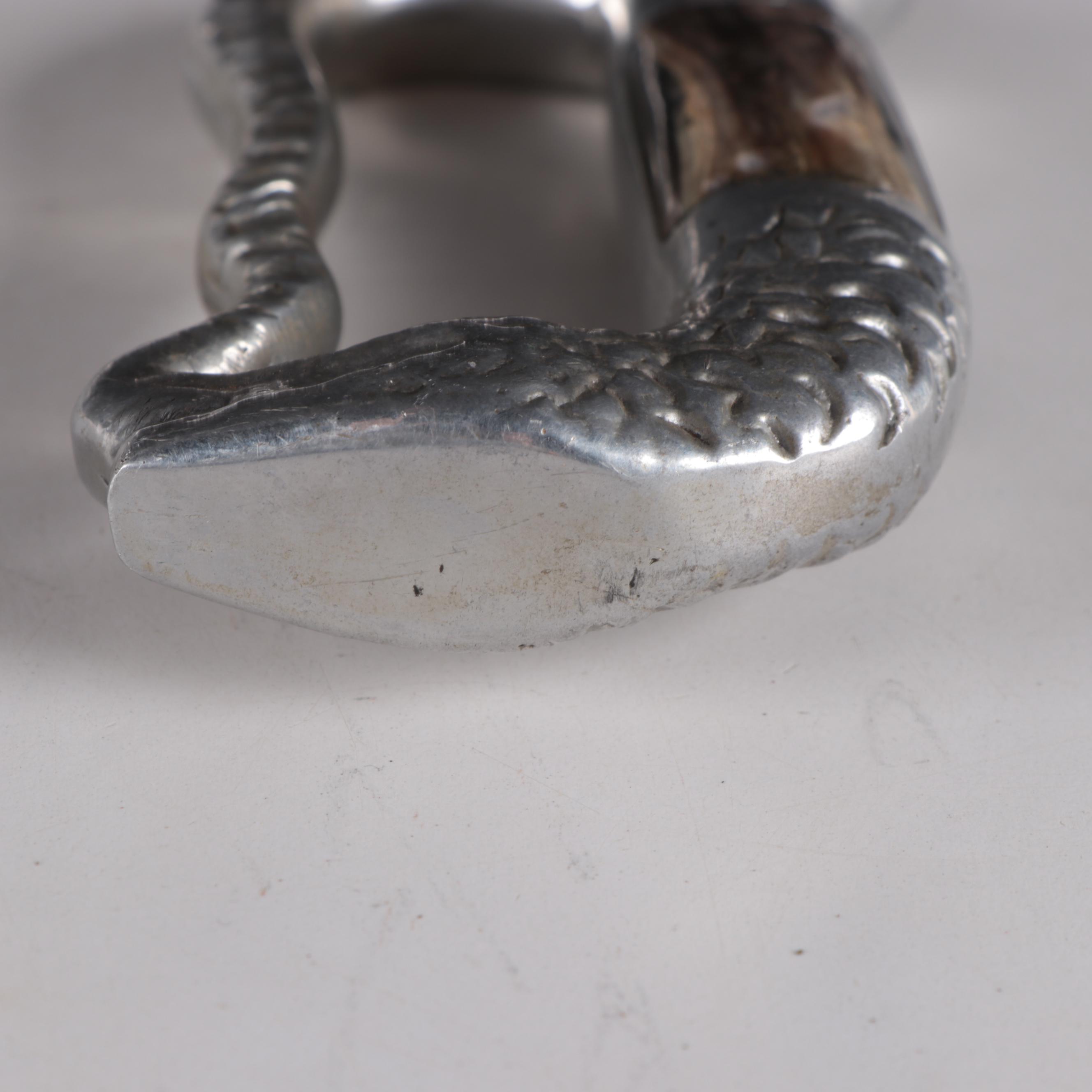 Mexican Souvenir Bowie Knife with Metal D-Guard, and Horn Inset Handle