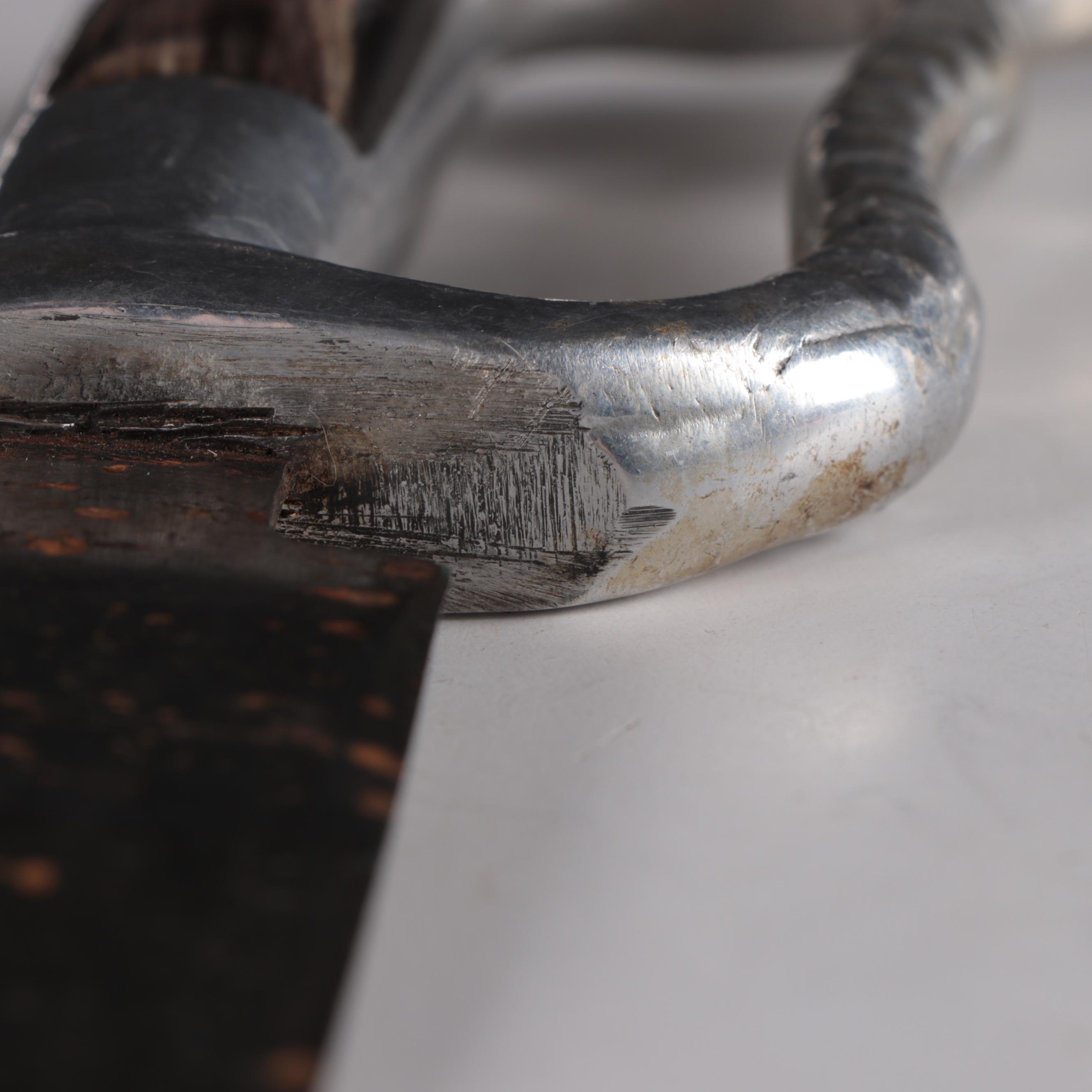 Mexican Souvenir Bowie Knife with Metal D-Guard, and Horn Inset Handle