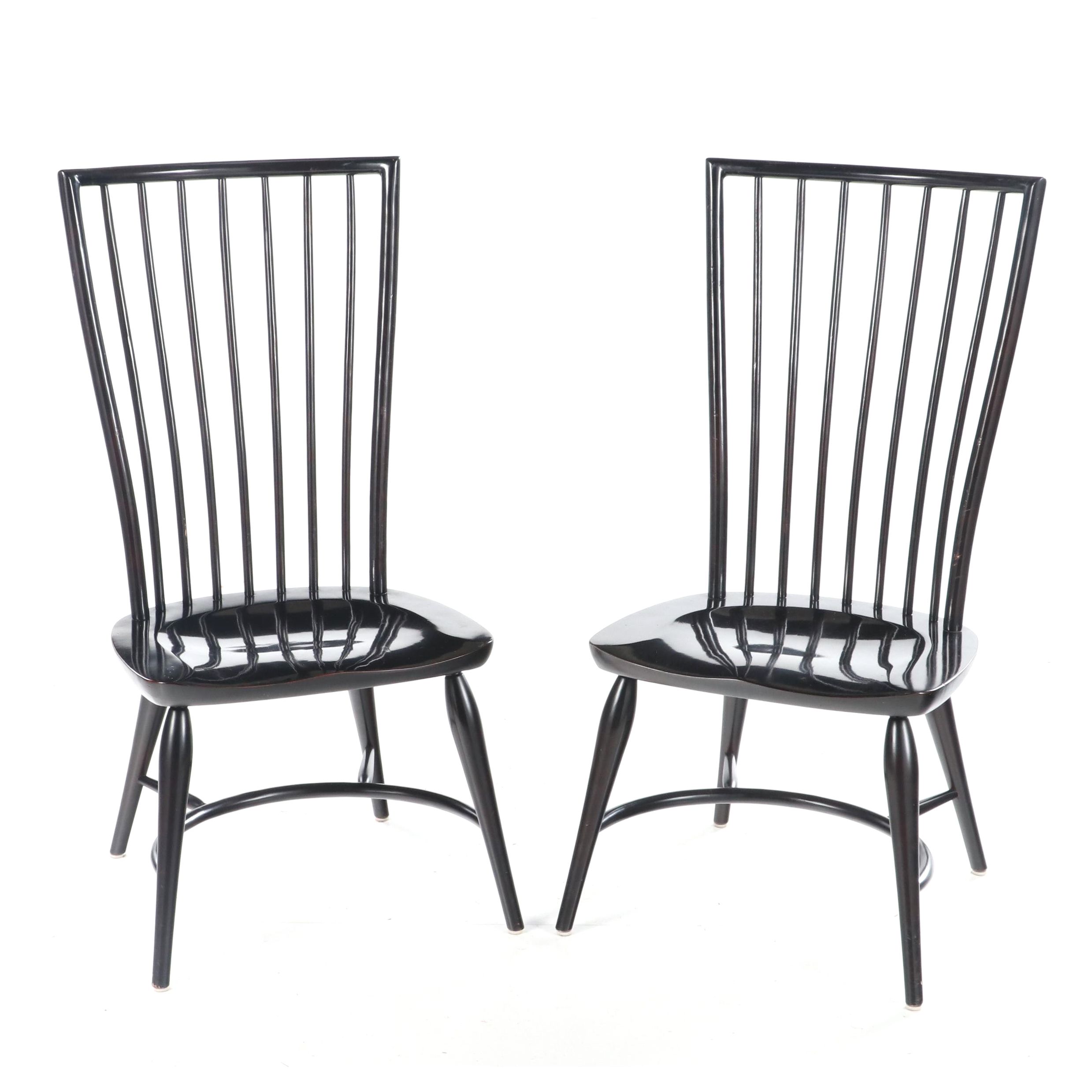Pair of Thomasville "Cinnamon Hill" Ebonized Wood Windsor Dining Chairs