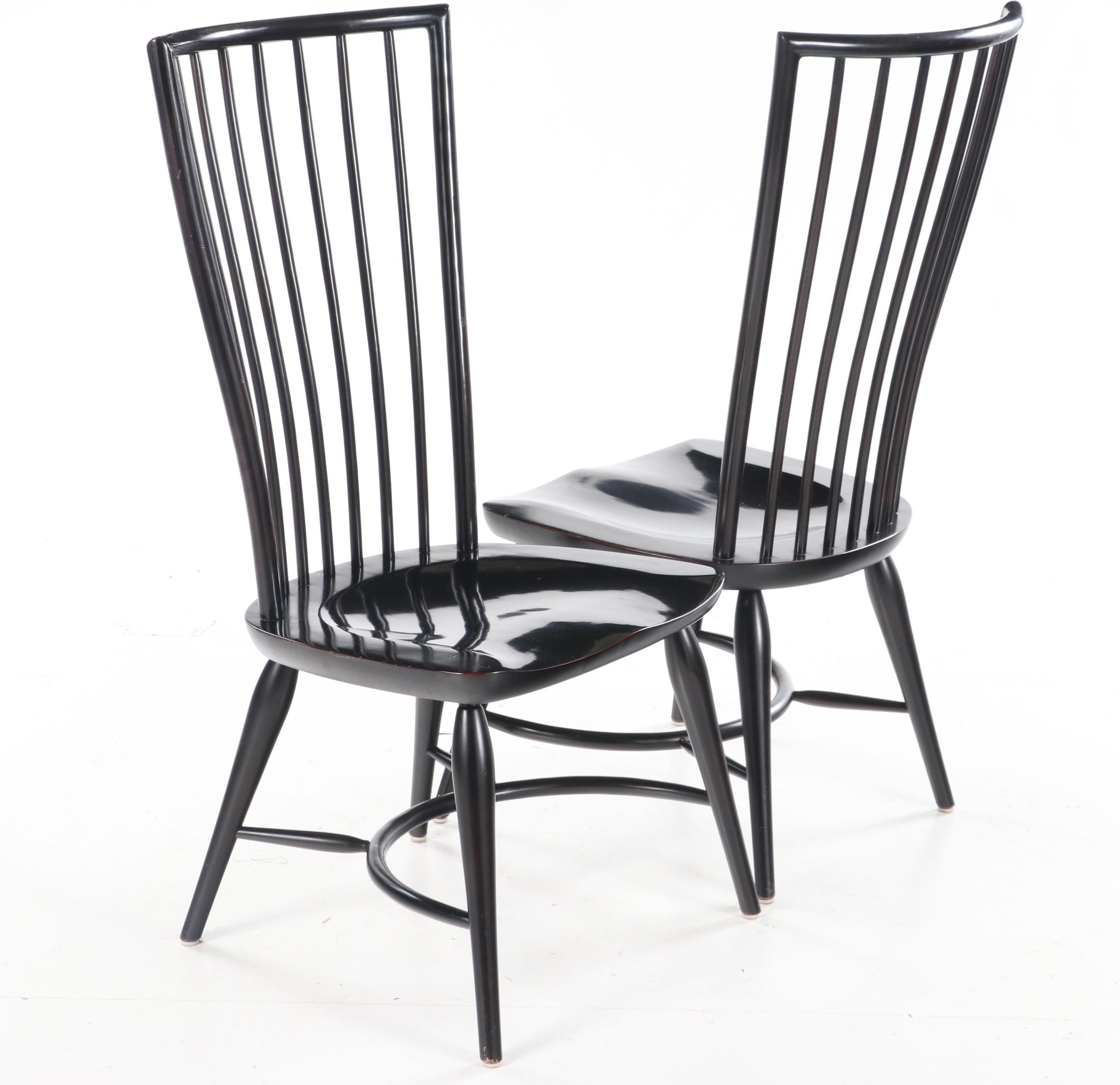 Pair of Thomasville "Cinnamon Hill" Ebonized Wood Windsor Dining Chairs