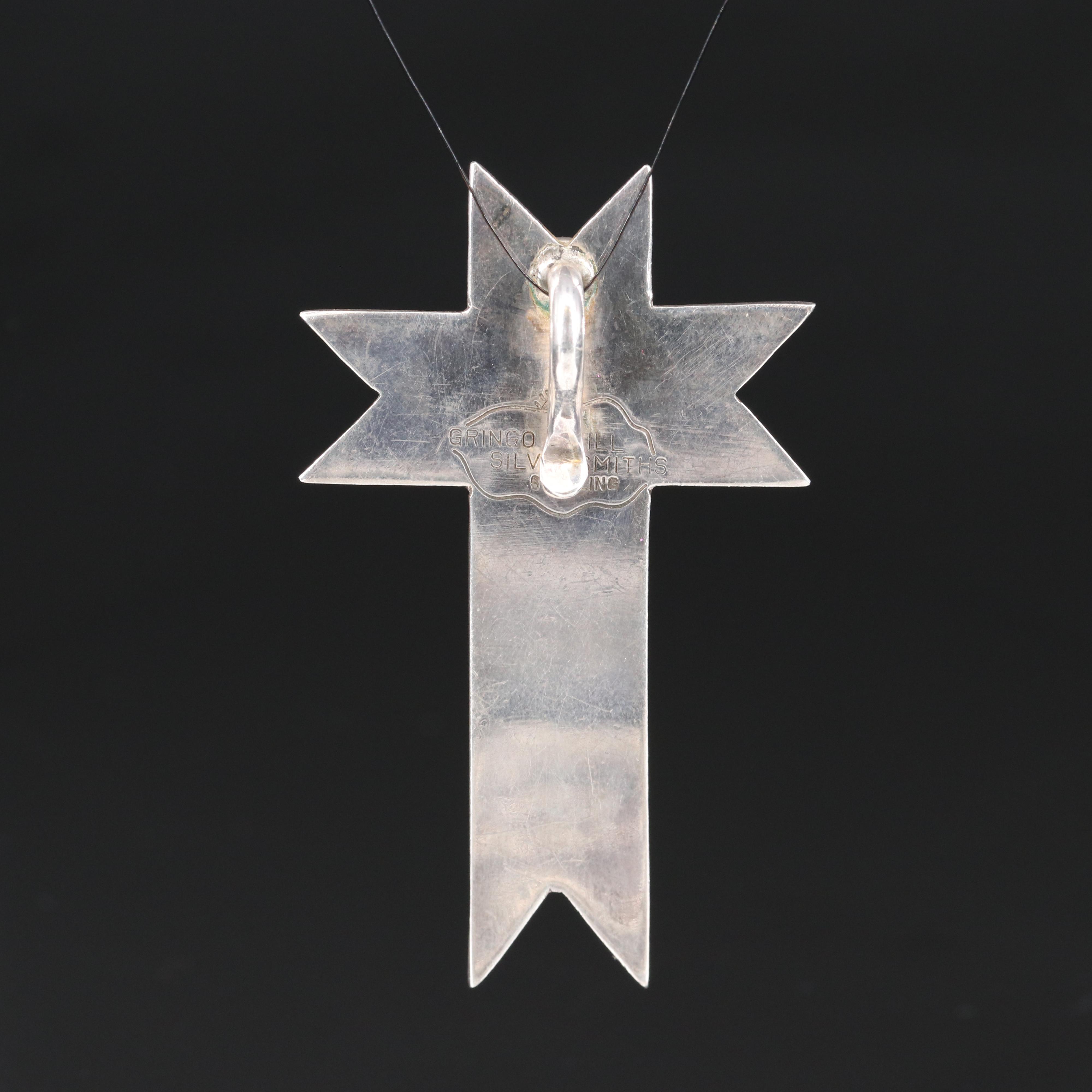 Gringo Hill Silversmith Sterling Silver Turquoise and Rhodolite Garnet Pendant