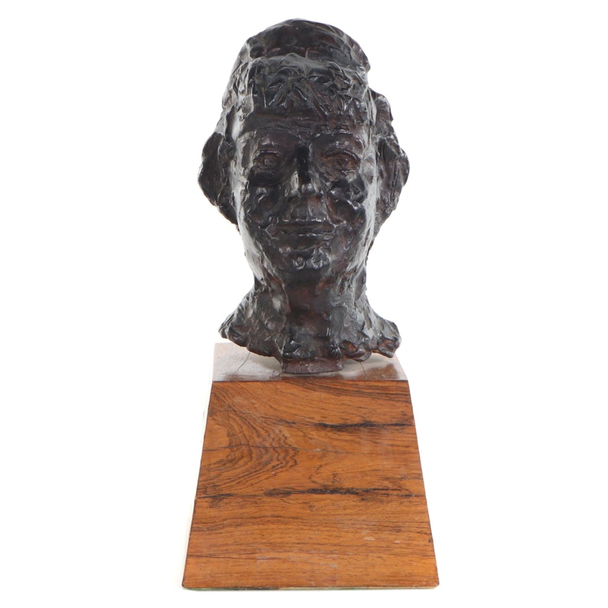 Chaim Gross Portrait Cast Bronze Sculpture, Mid-20th Century