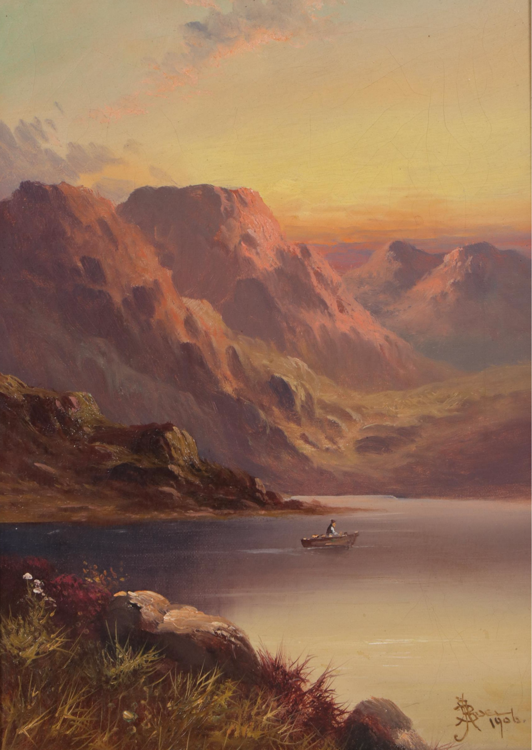 John Bates Noel Oil Painting of a Mountain Landscape, 1906