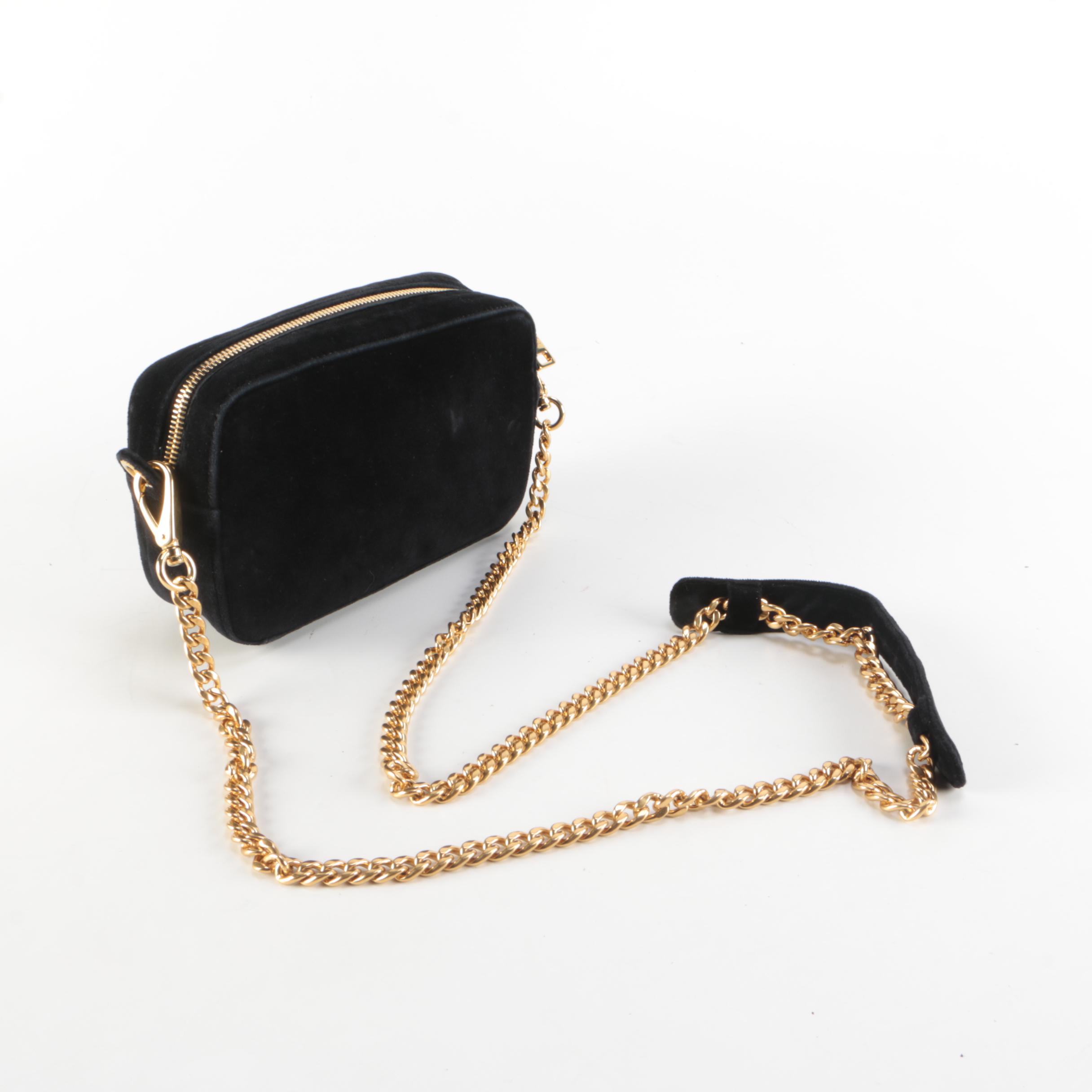 Prada Velluto Zip Top Crossbody Bag with Chain and Velluto Strap