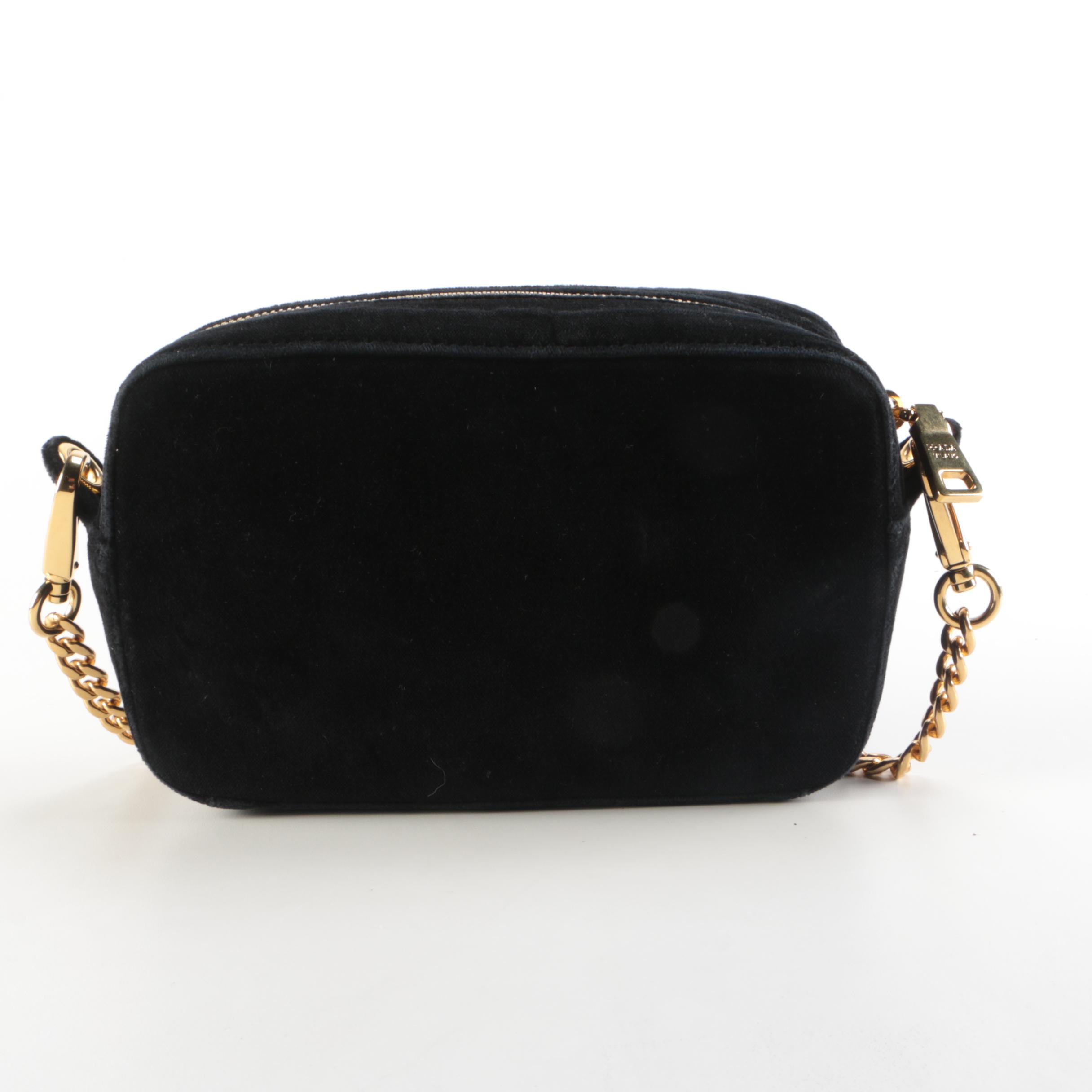 Prada Velluto Zip Top Crossbody Bag with Chain and Velluto Strap