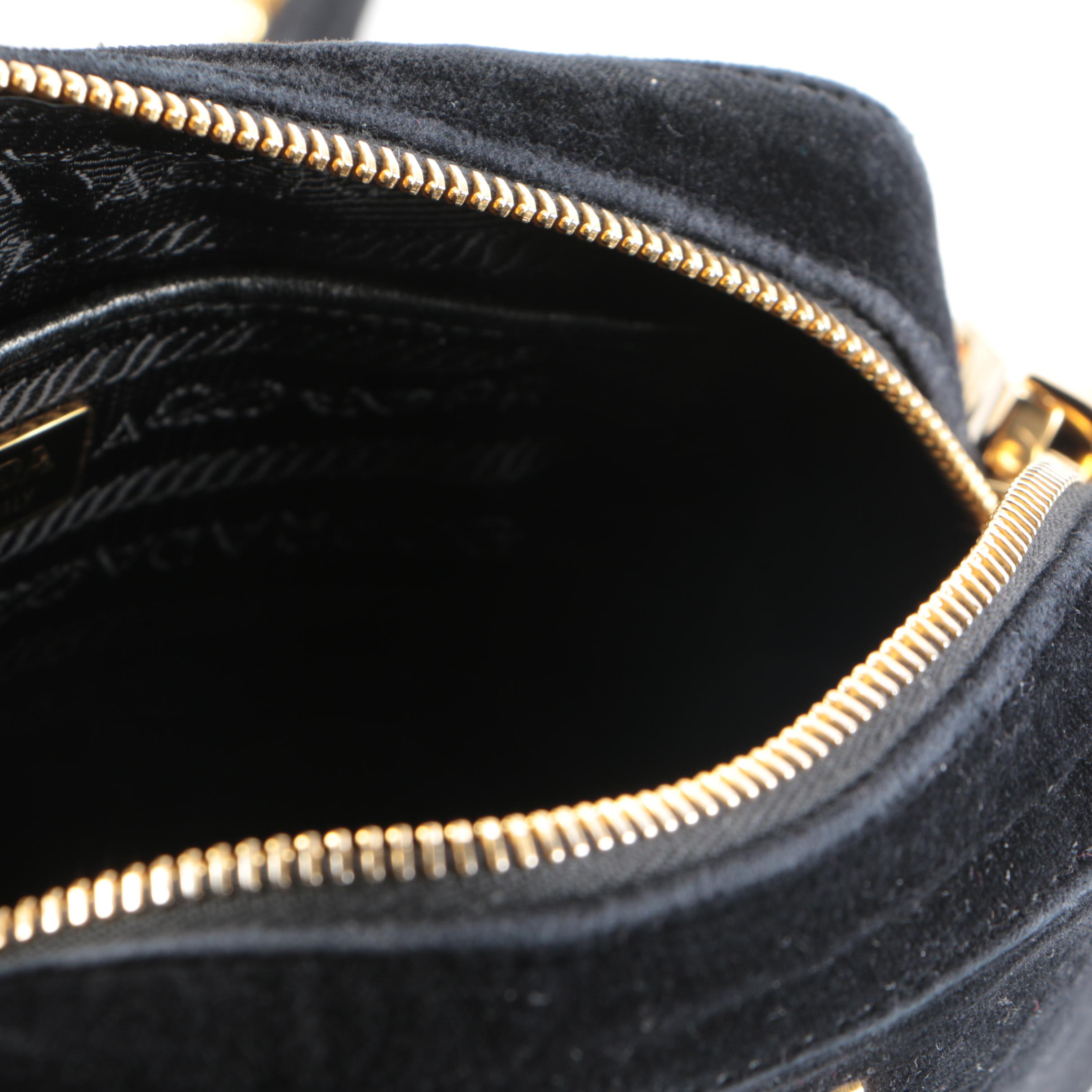 Prada Velluto Zip Top Crossbody Bag with Chain and Velluto Strap