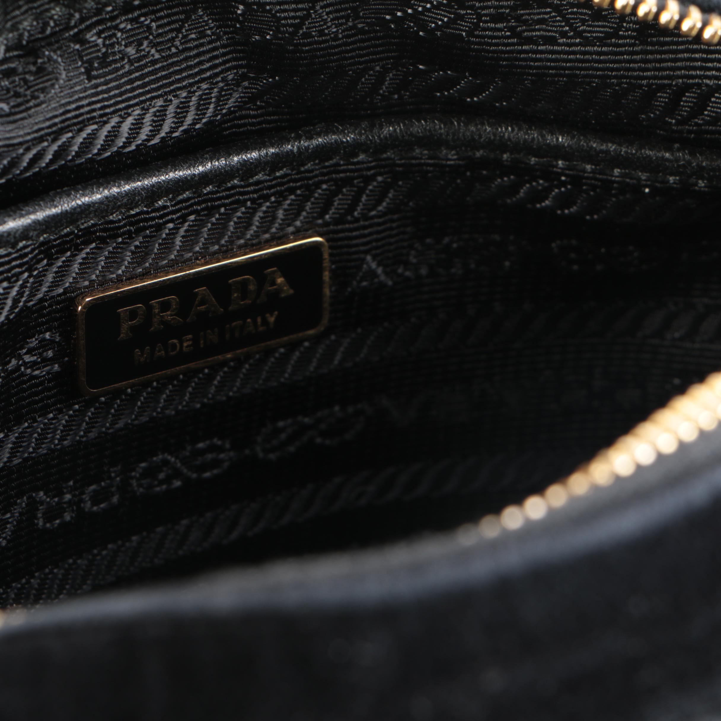 Prada Velluto Zip Top Crossbody Bag with Chain and Velluto Strap