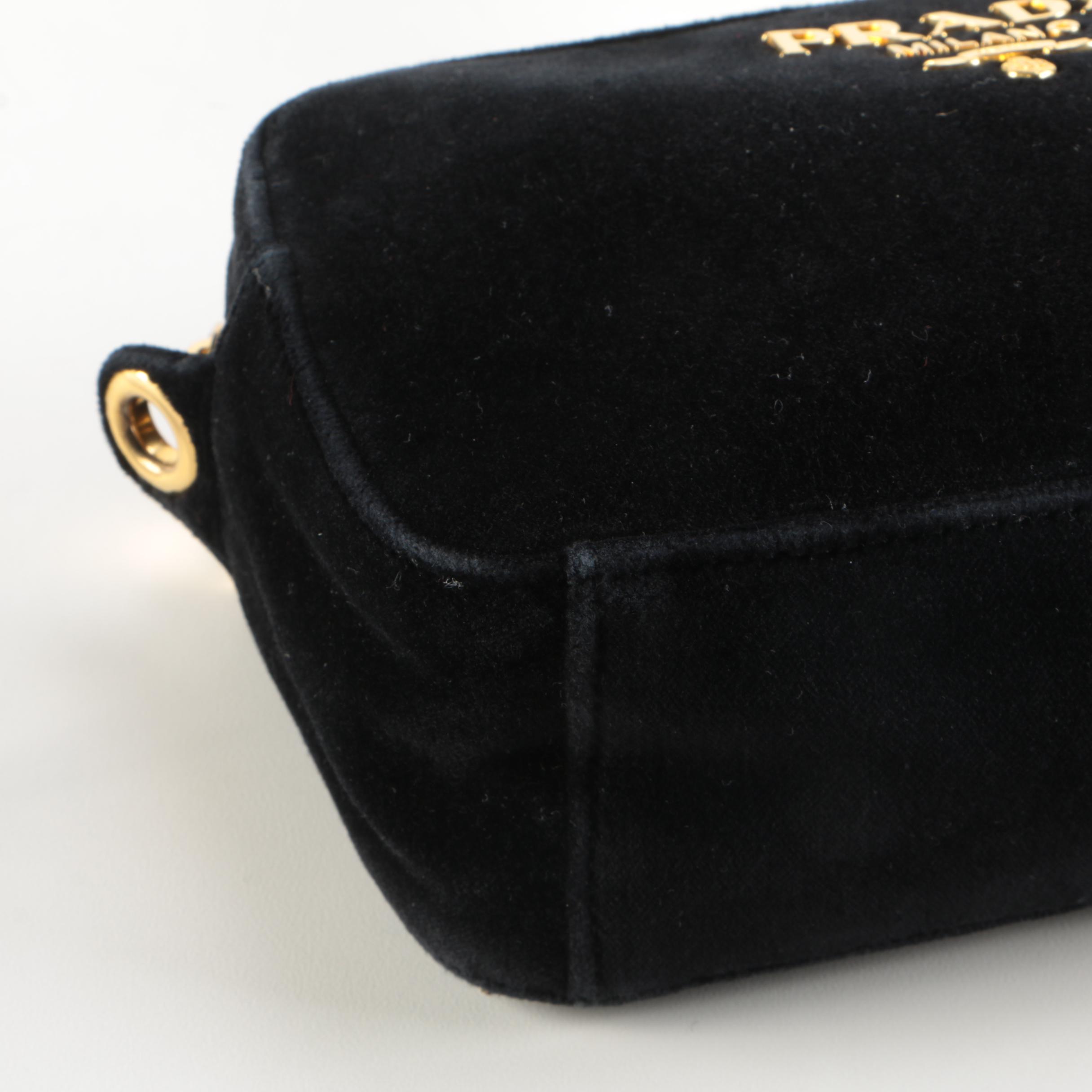 Prada Velluto Zip Top Crossbody Bag with Chain and Velluto Strap