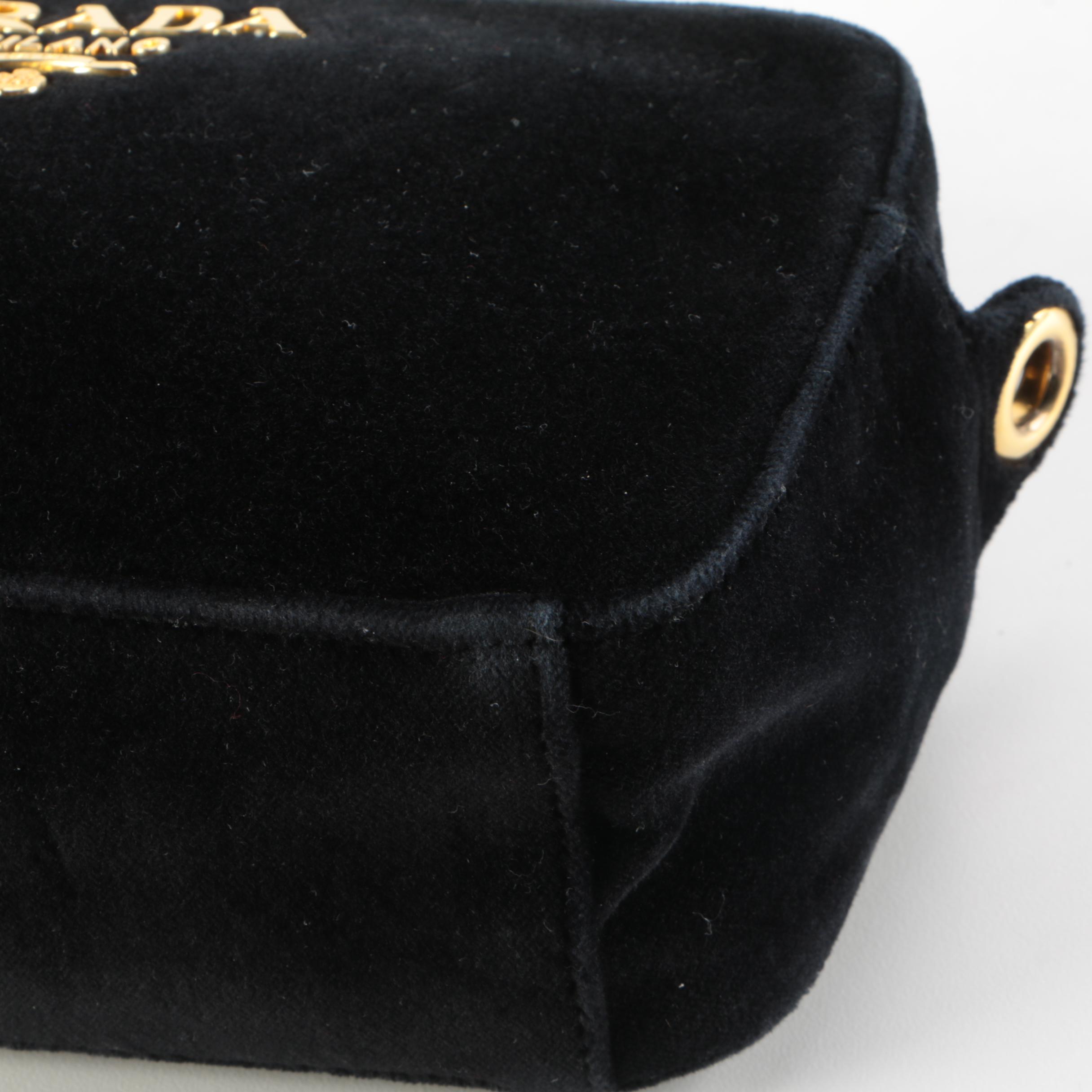 Prada Velluto Zip Top Crossbody Bag with Chain and Velluto Strap
