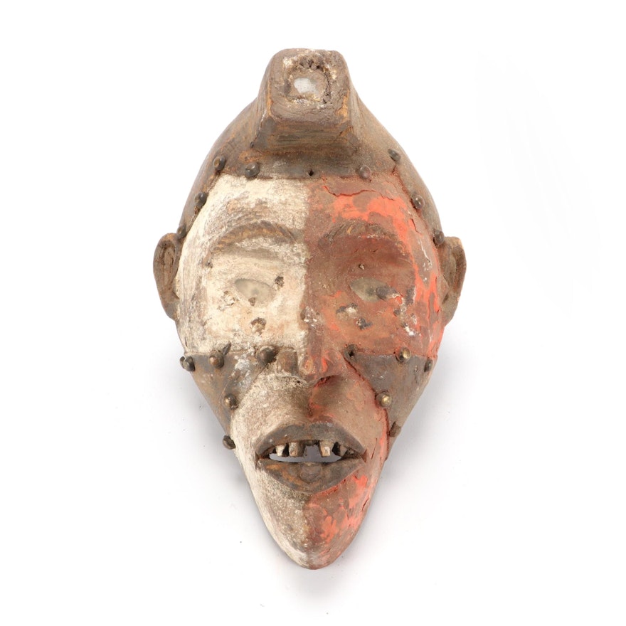 Kongo Style Polychrome Wooden Mask, Central Africa