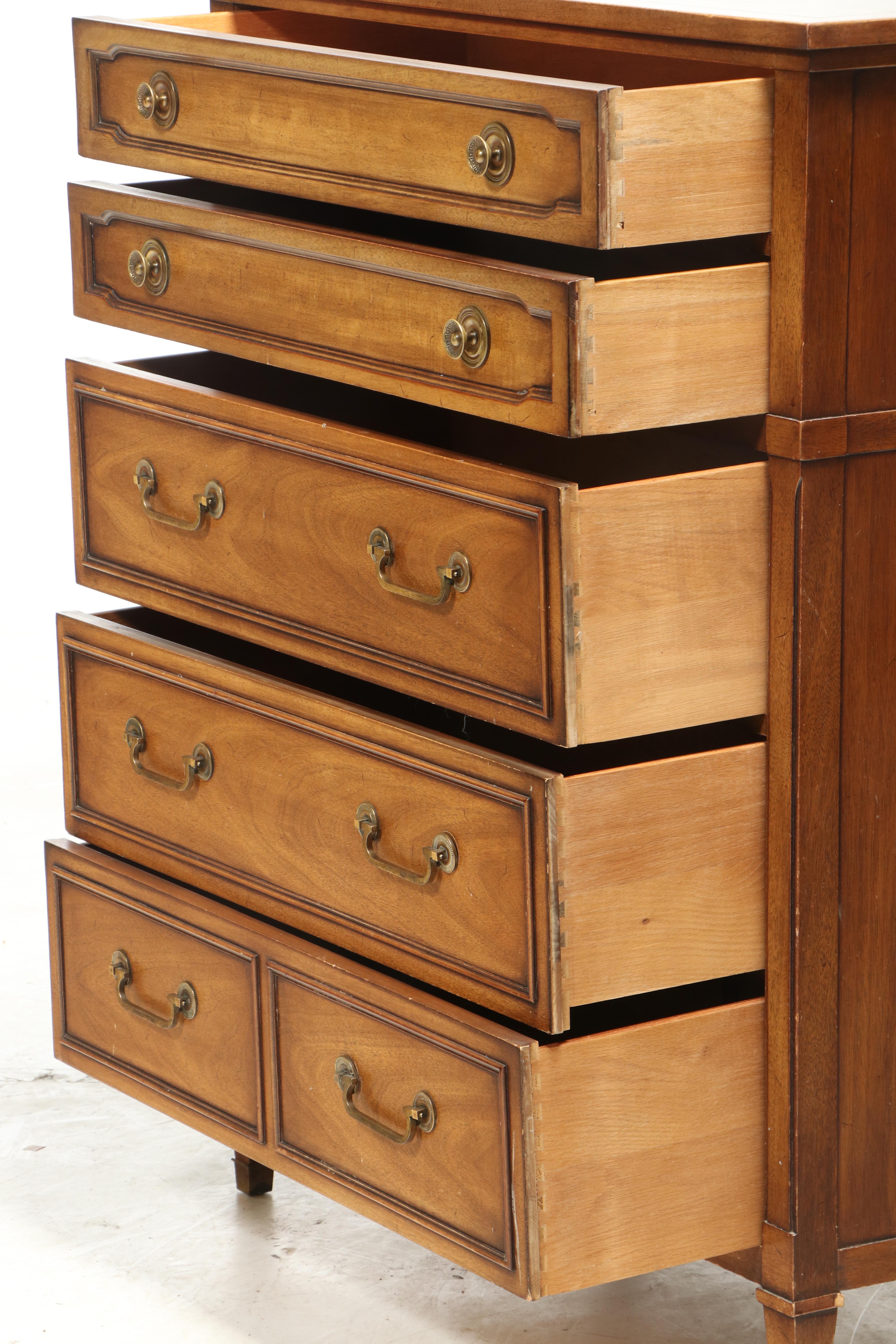 Drexel "Triune" Neoclassical Style Mahogany Chest of Drawers, 1960