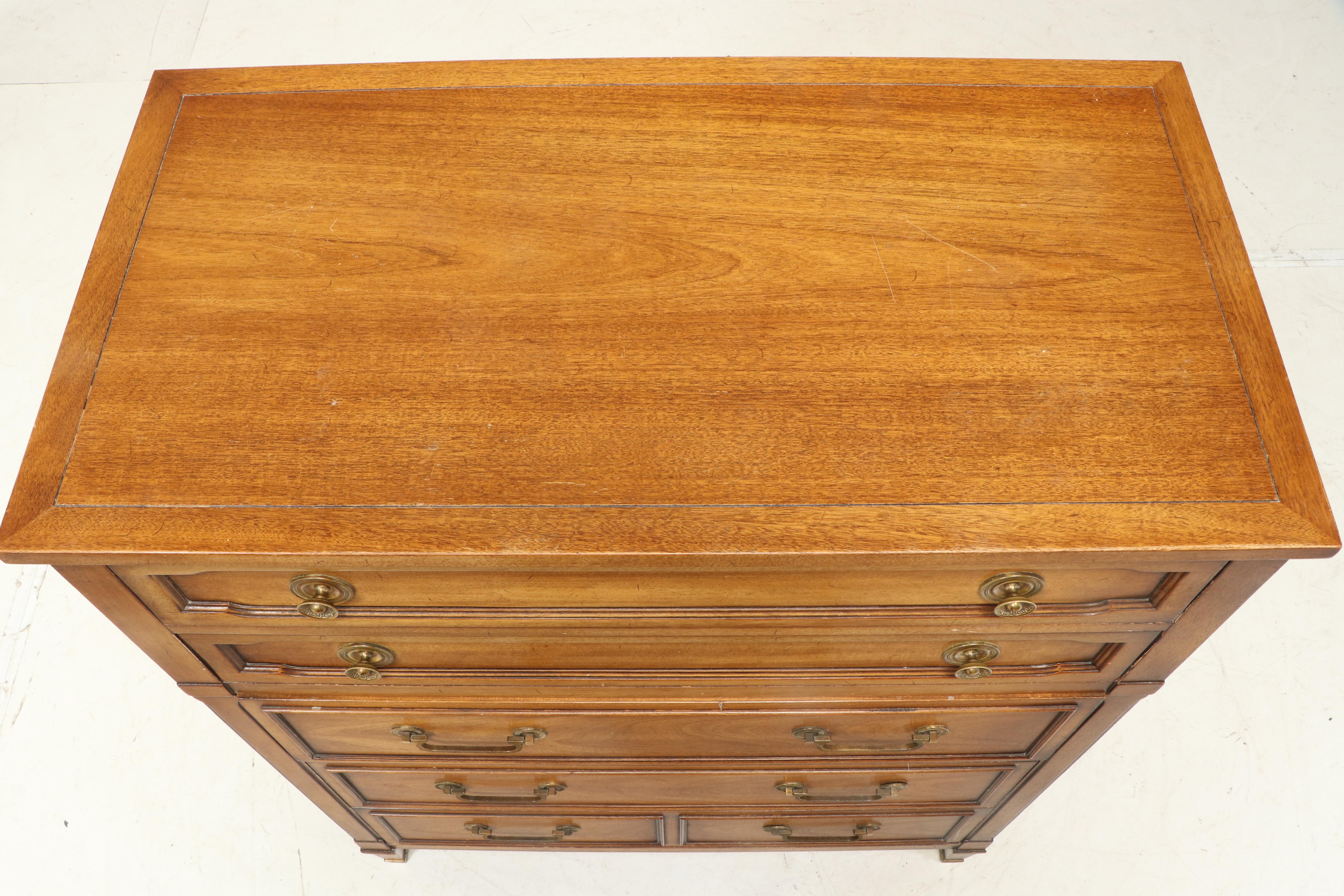 Drexel "Triune" Neoclassical Style Mahogany Chest of Drawers, 1960