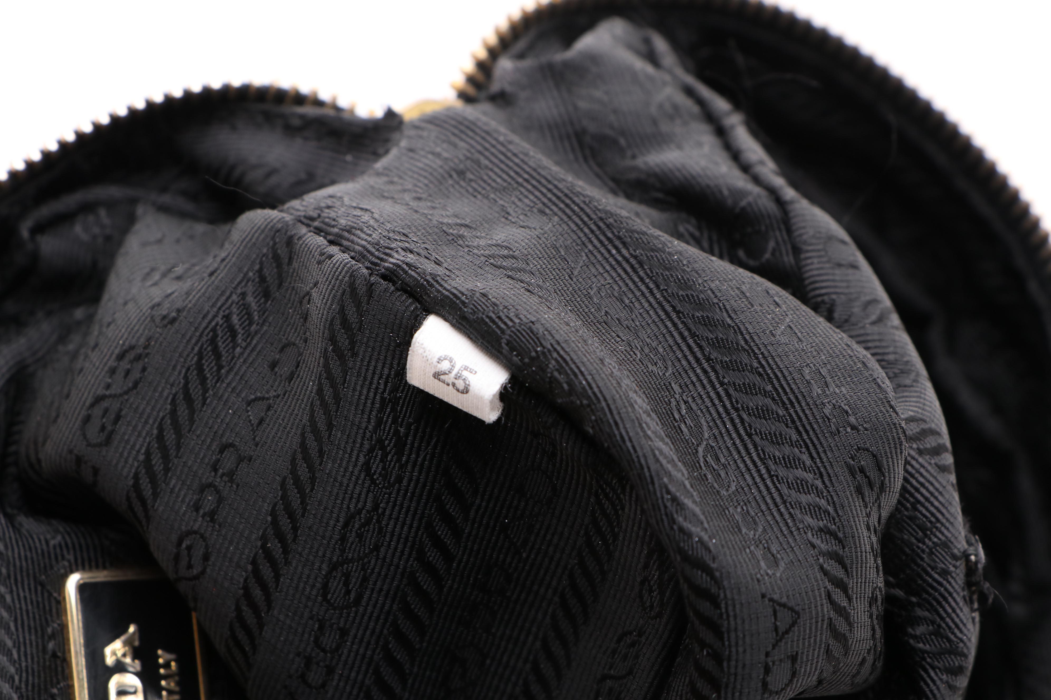 Prada Rose Black Leather Mini Zip Crossbody Bag