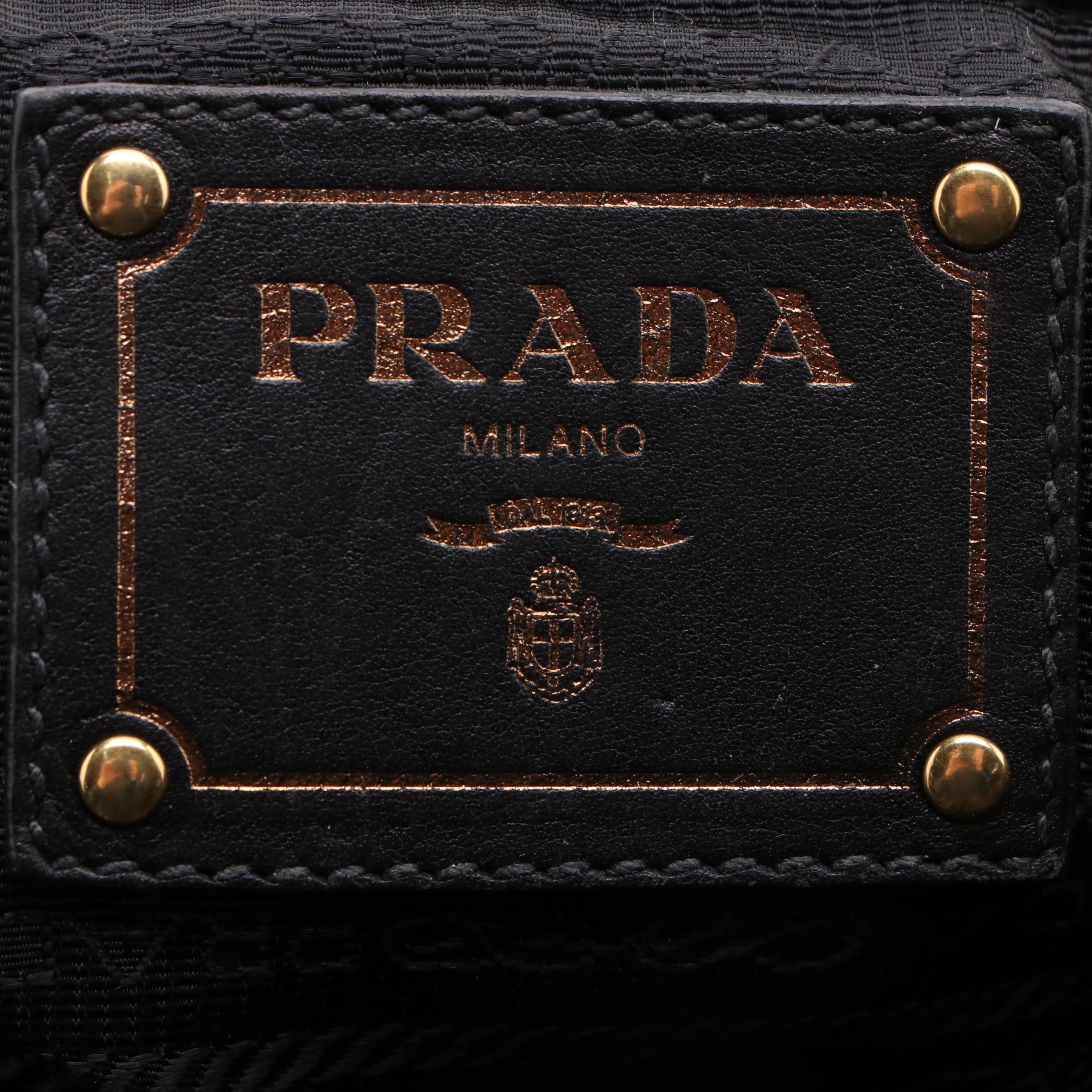 Prada Pleated Black Leather Convertible Satchel