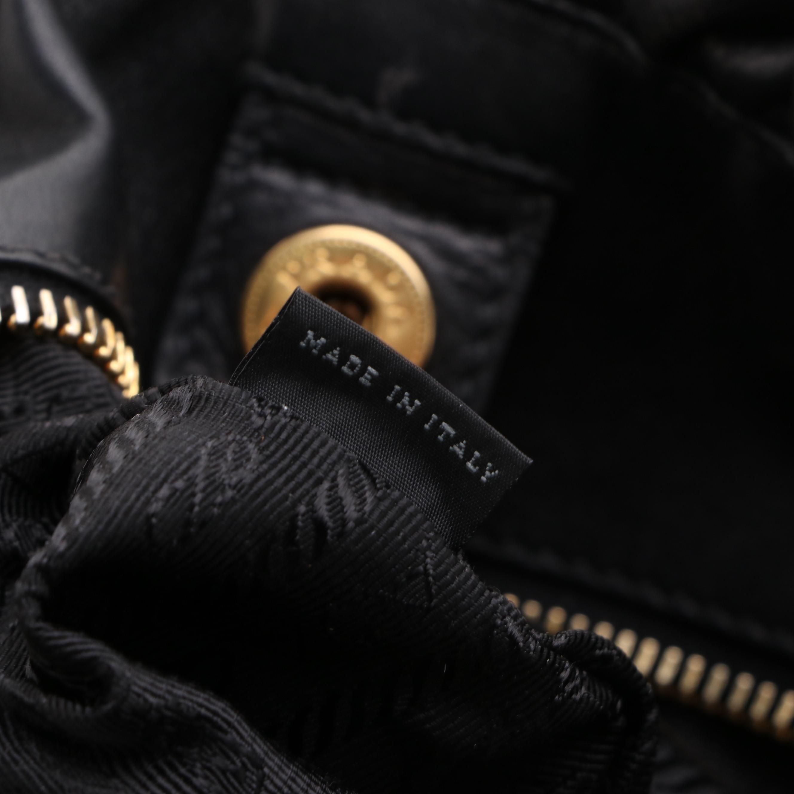 Prada Pleated Black Leather Convertible Satchel