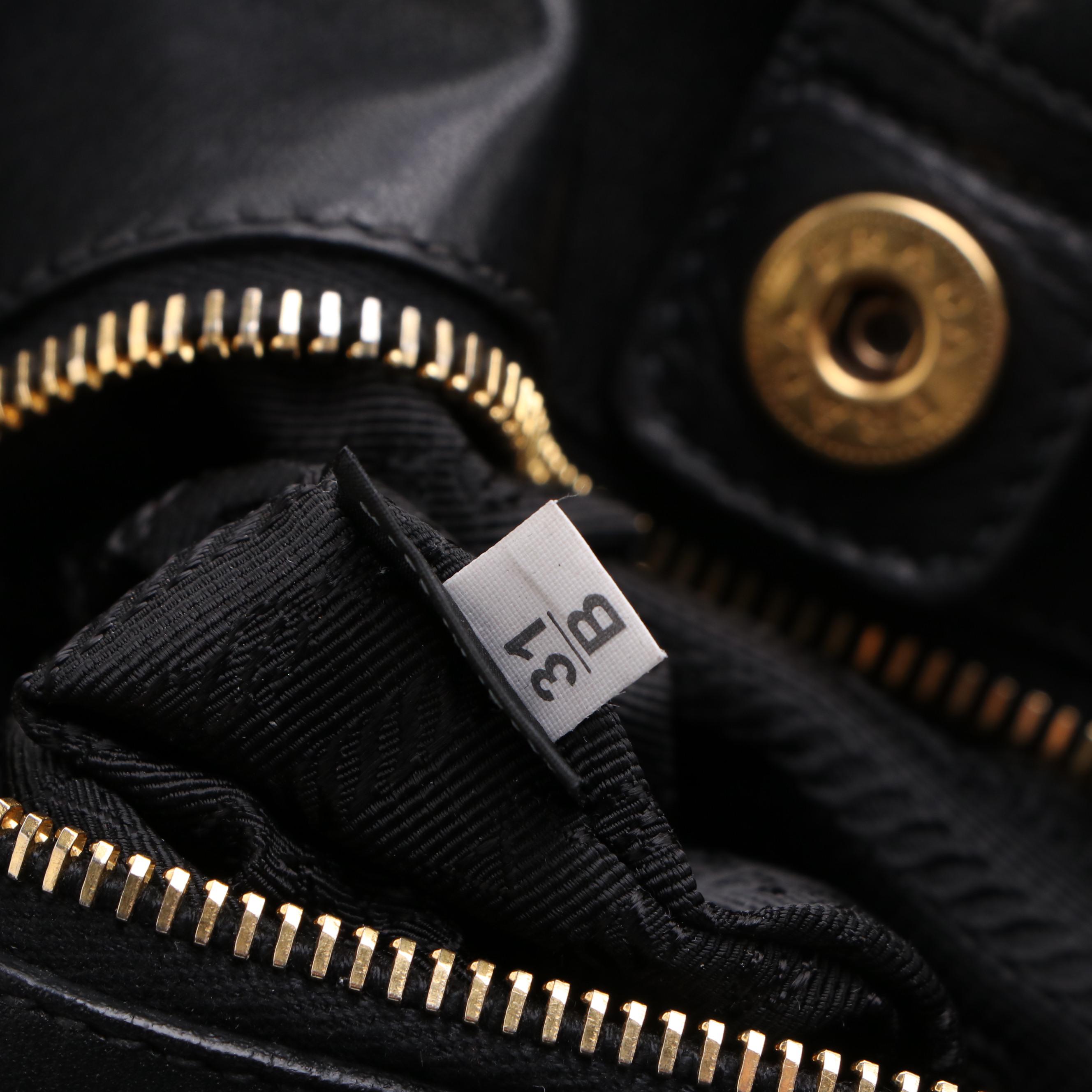 Prada Pleated Black Leather Convertible Satchel