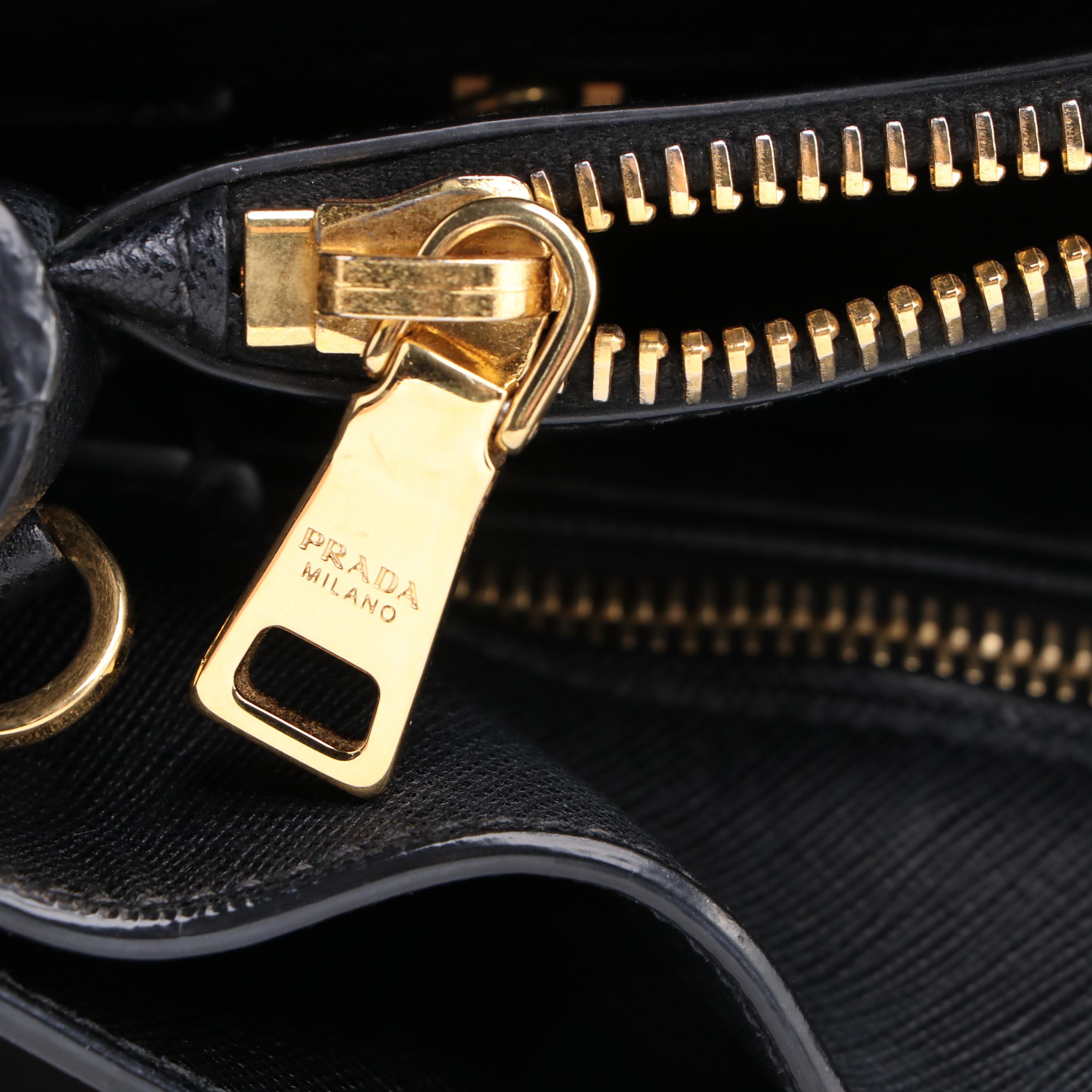 Prada Black Saffiano Leather Triple Pocket Convertible Two-Way Tote