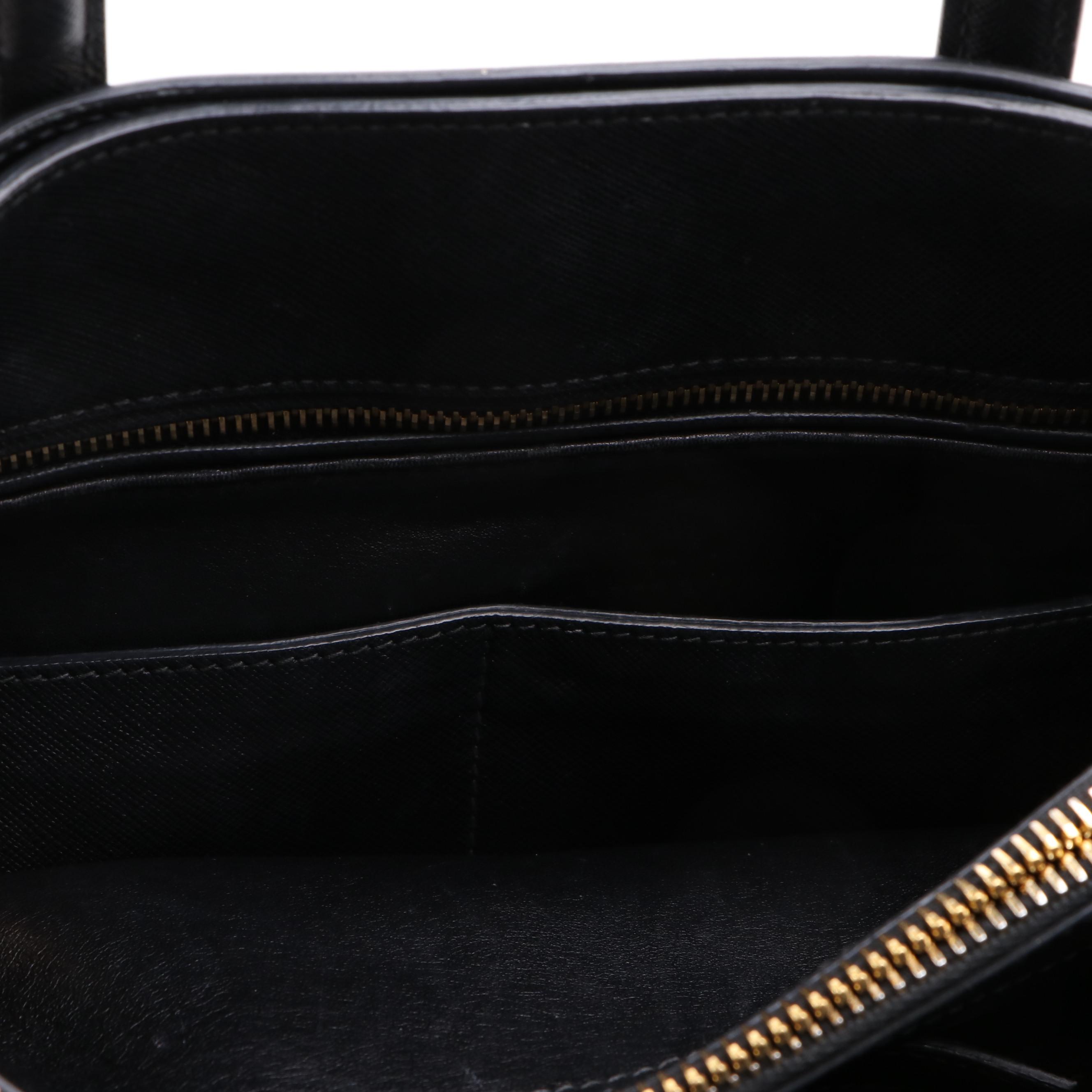 Prada Black Saffiano Leather Triple Pocket Convertible Two-Way Tote