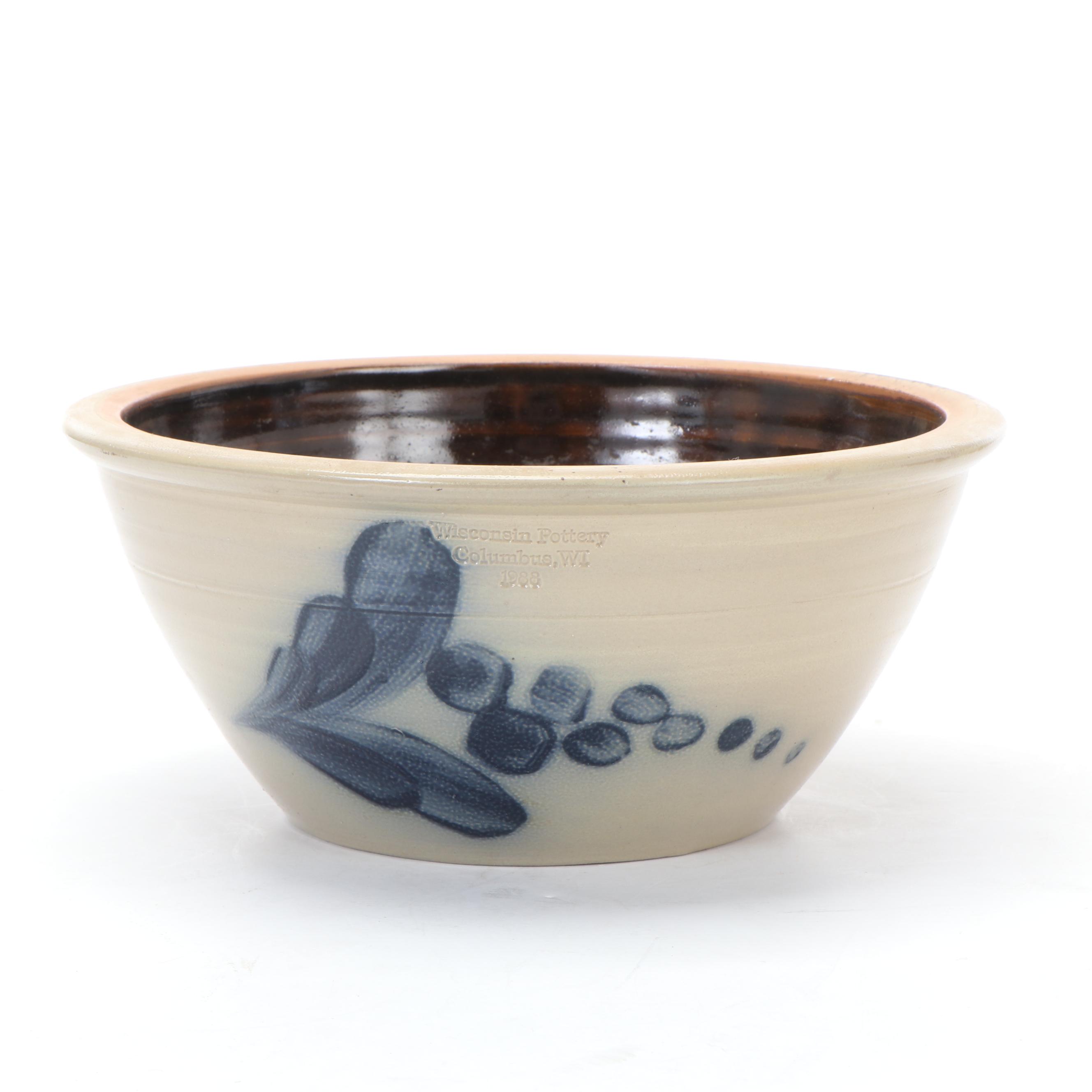 Wisconsin Pottery Stoneware Mixing Bowls and Strainer Bowl, 1980s