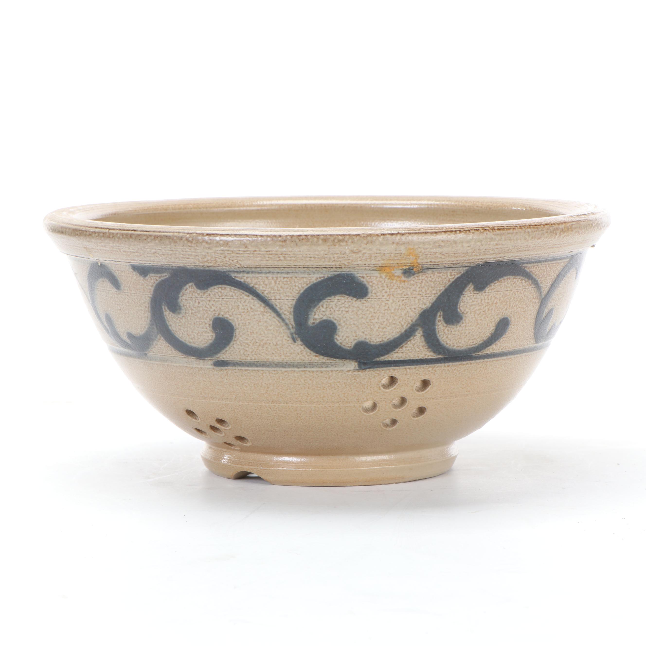 Wisconsin Pottery Stoneware Mixing Bowls and Strainer Bowl, 1980s
