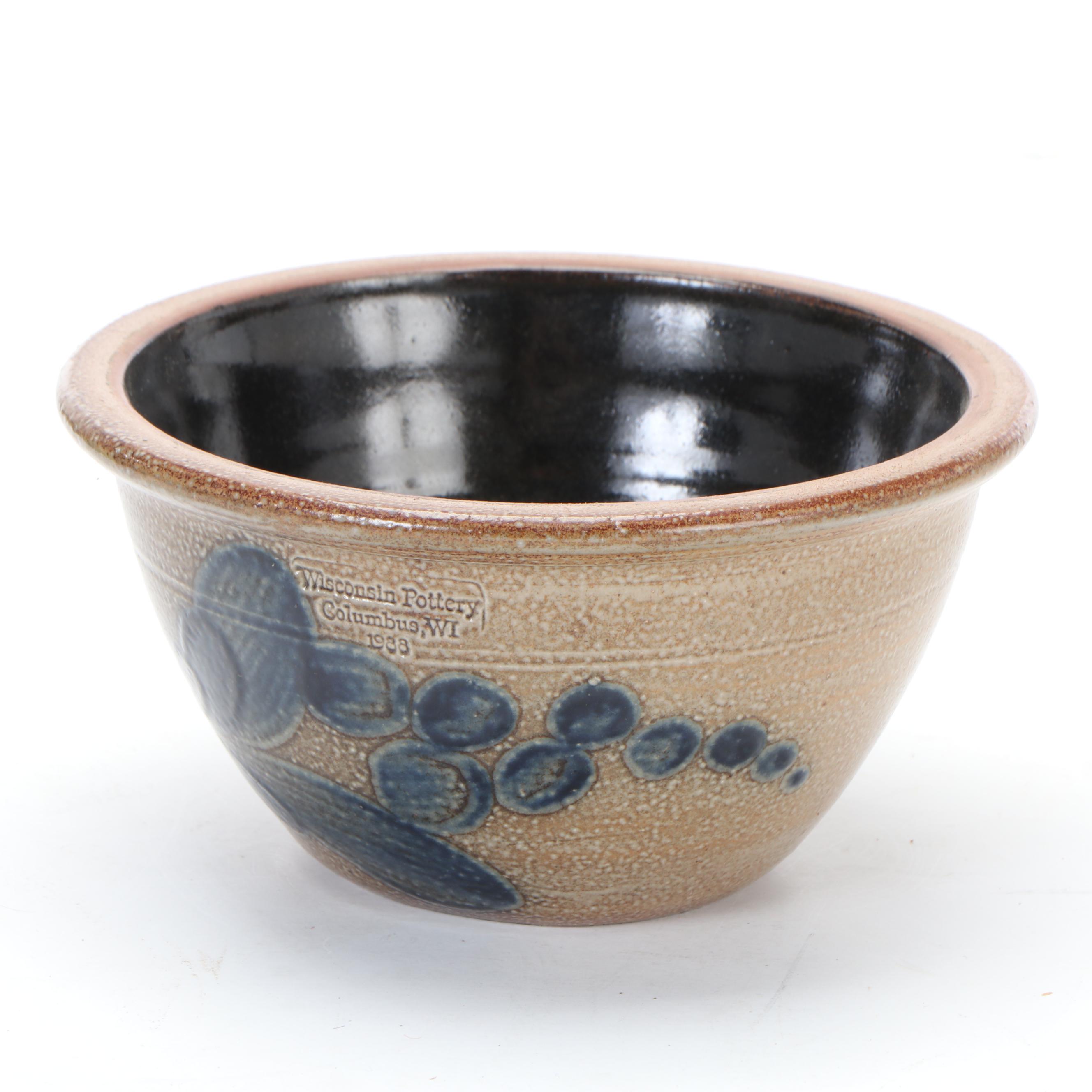Wisconsin Pottery Stoneware Mixing Bowls and Strainer Bowl, 1980s