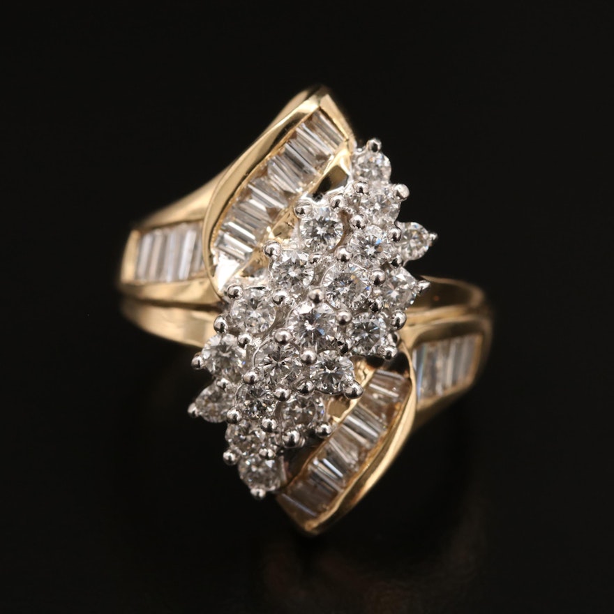 14K 1.50 CTW Diamond Cluster Ring