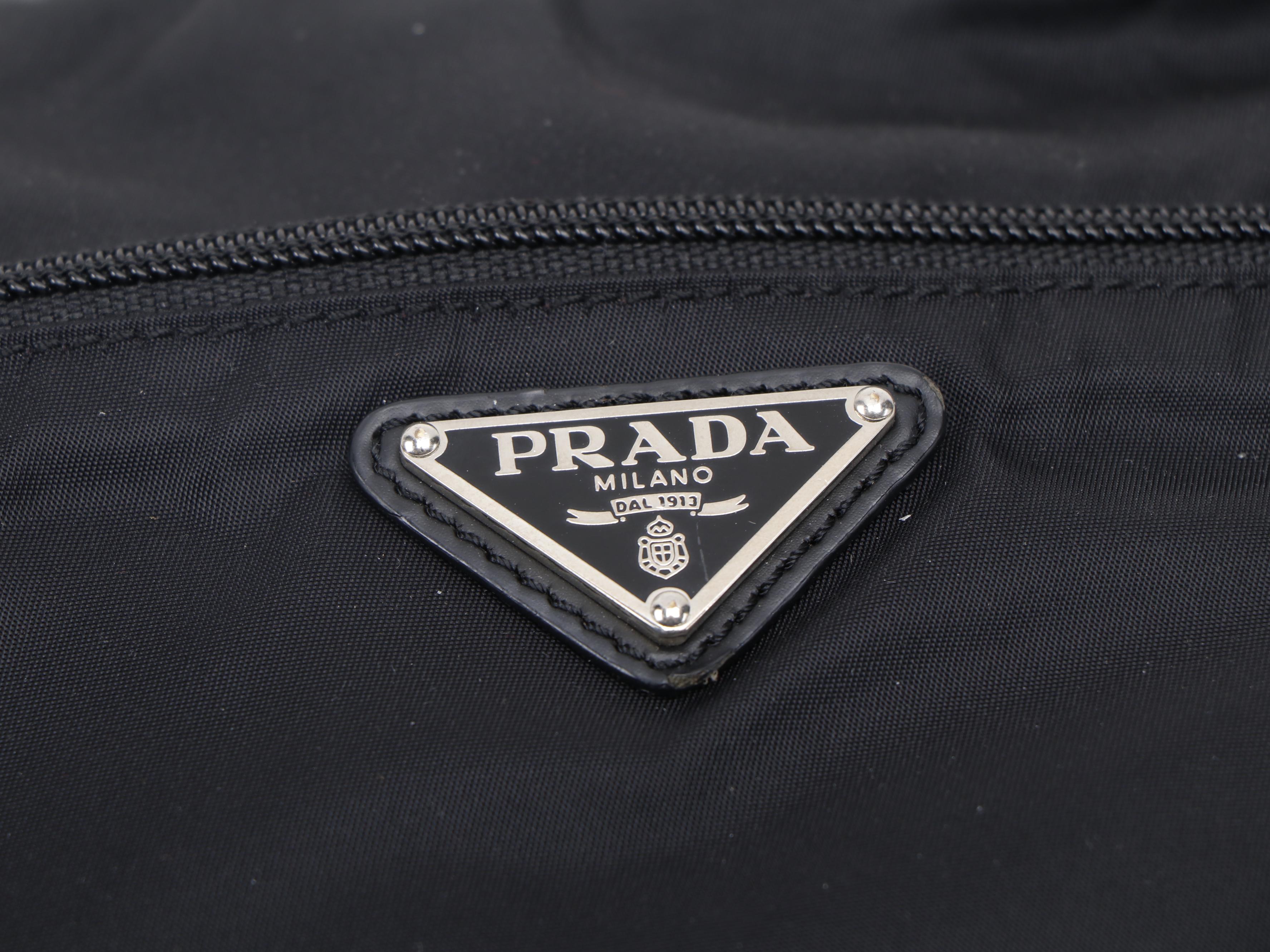 Prada Crossbody Camera Bag in Black Nylon with Smooth Leather Trim