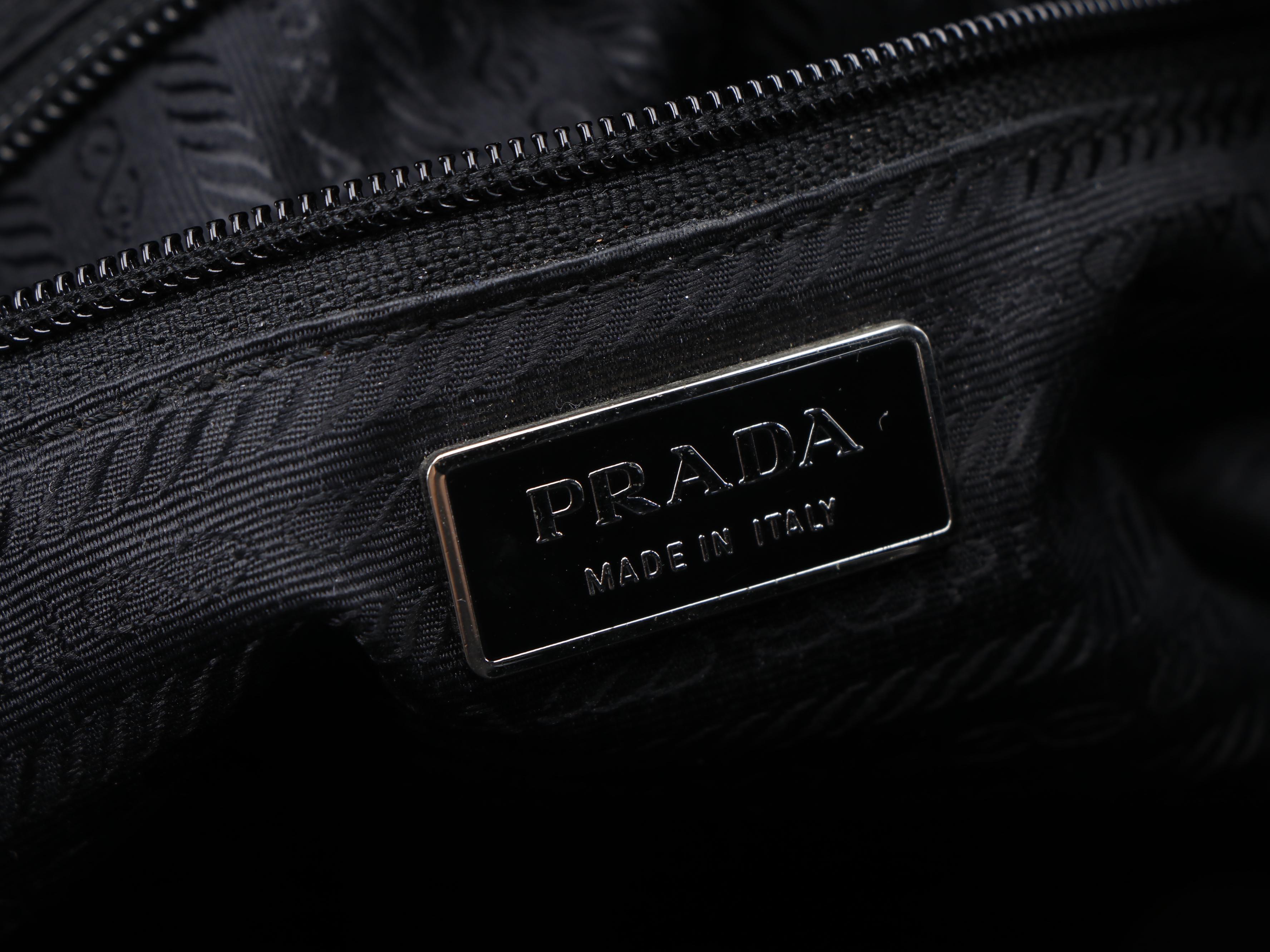 Prada Crossbody Camera Bag in Black Nylon with Smooth Leather Trim