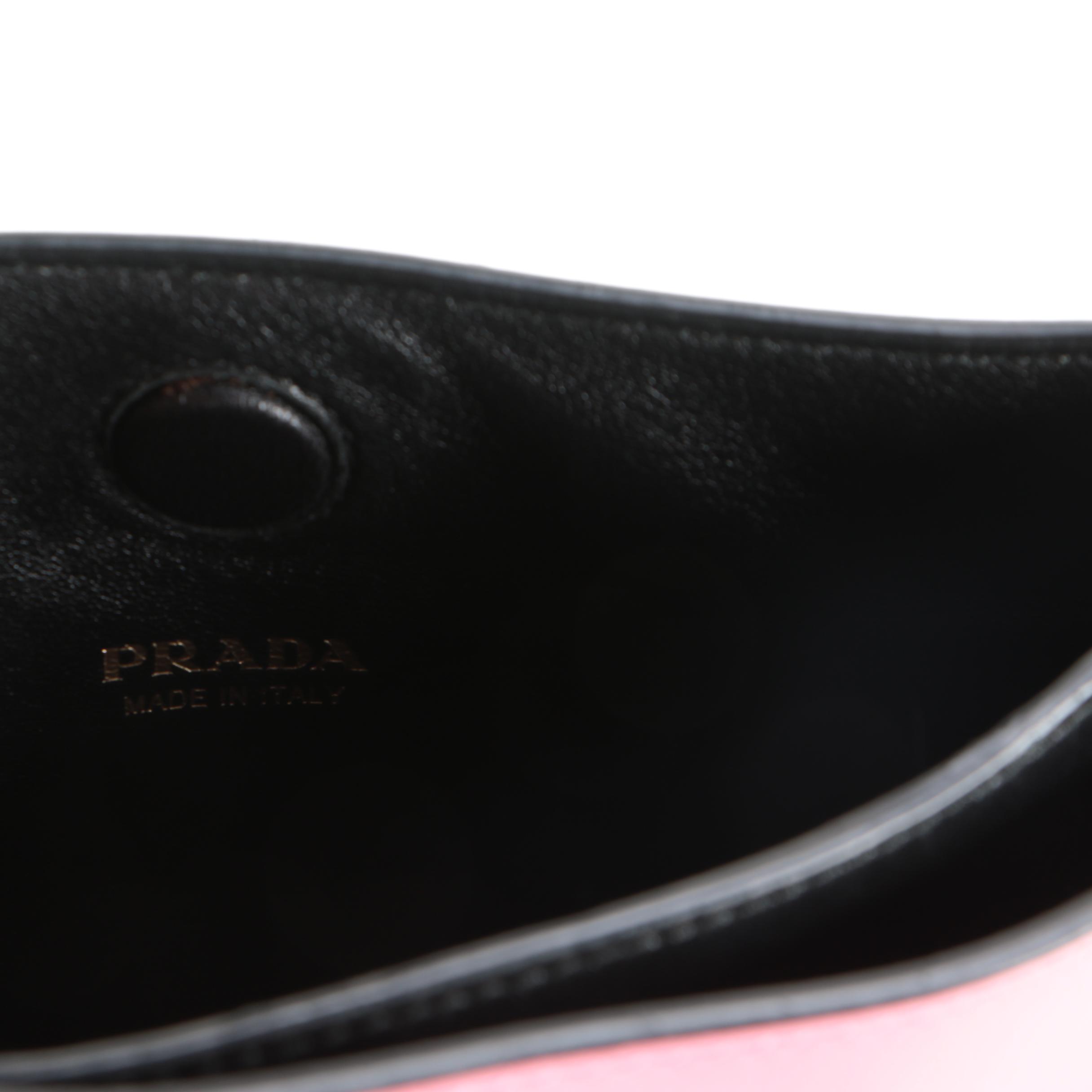 Prada Small Margit Two-Way Handbag in Pink Leather with Black Leather Trim