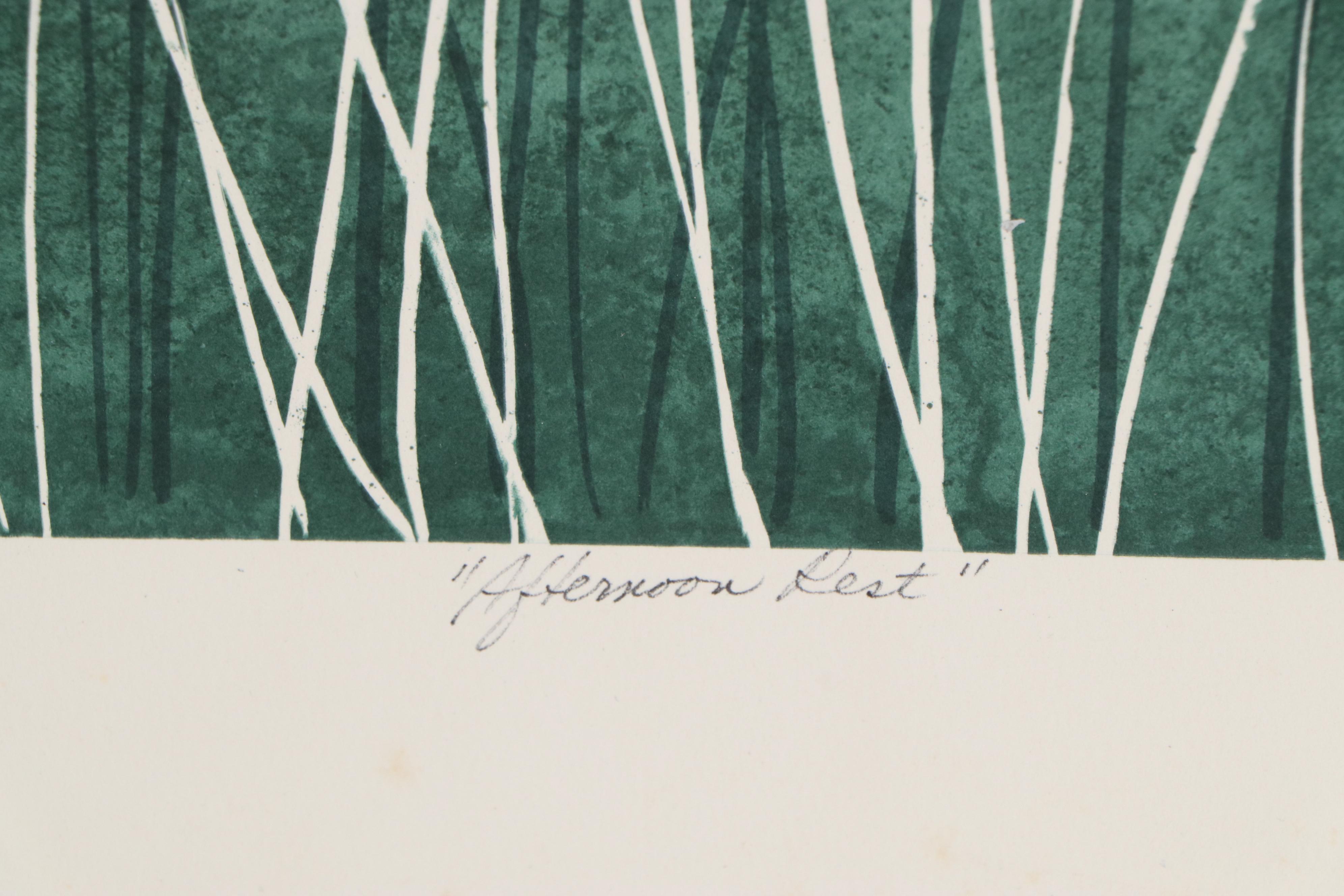 Gina Lombardi Lithograph "Afternoon Rest," Late 20th Century