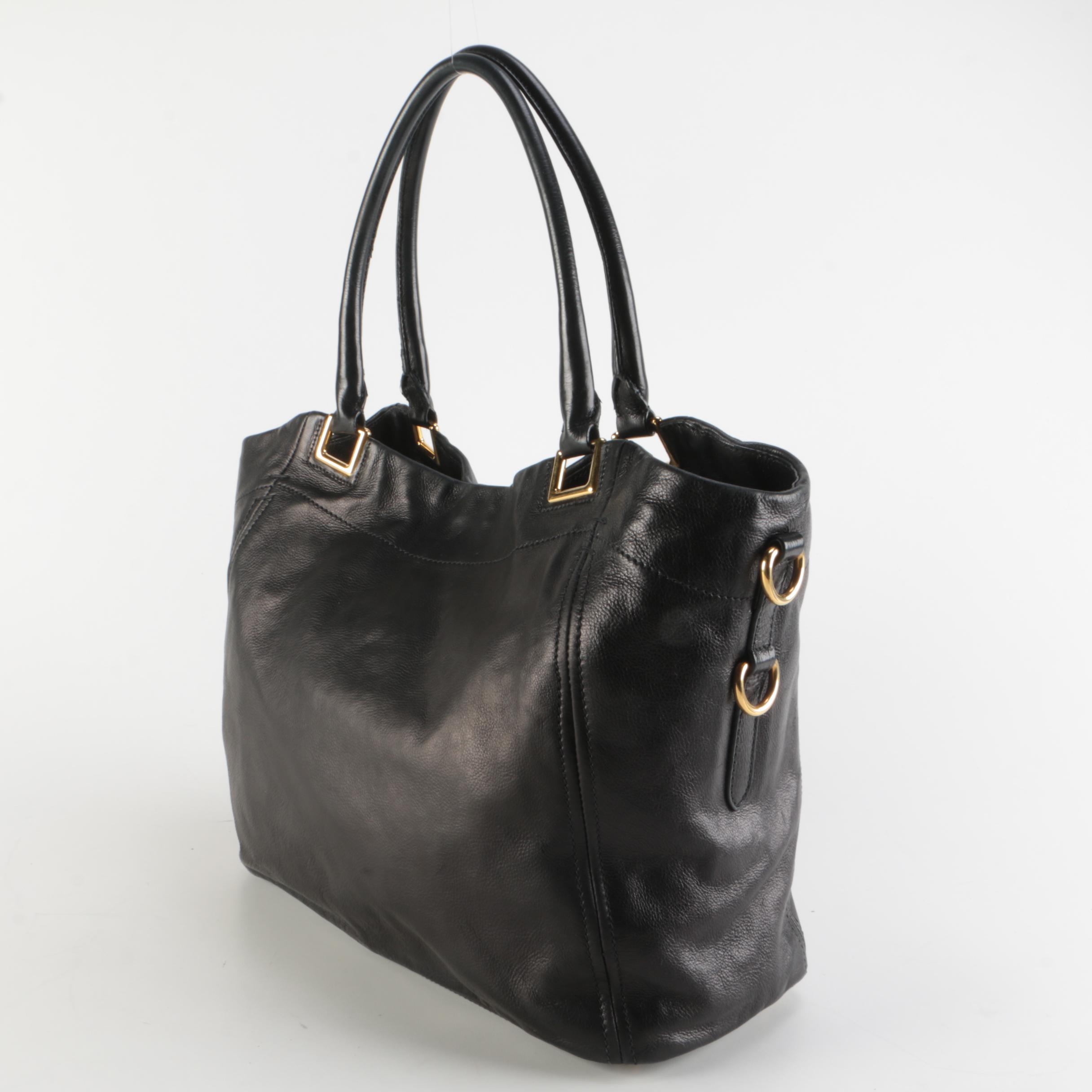 Prada Black Calfskin Leather Shopper Tote