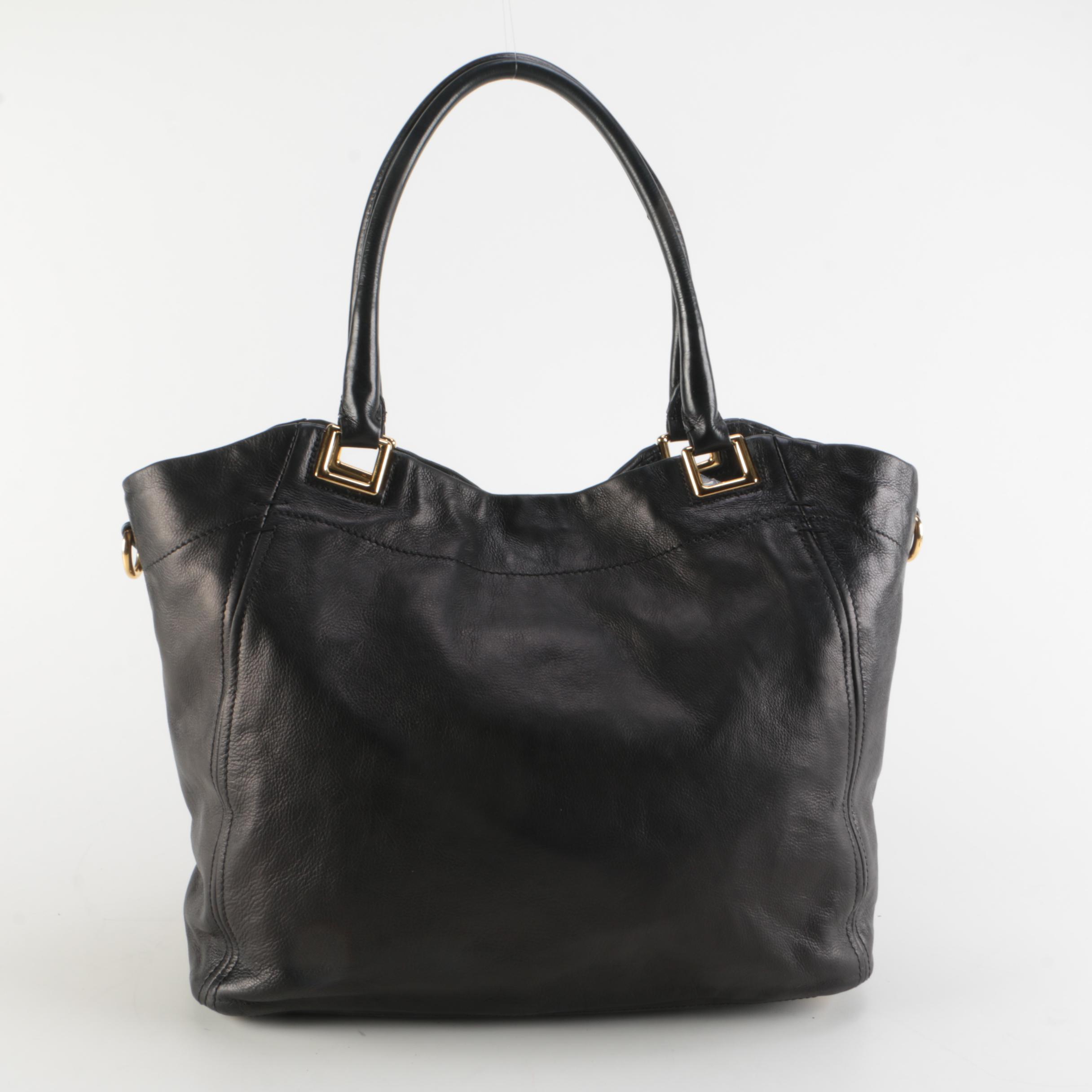 Prada Black Calfskin Leather Shopper Tote