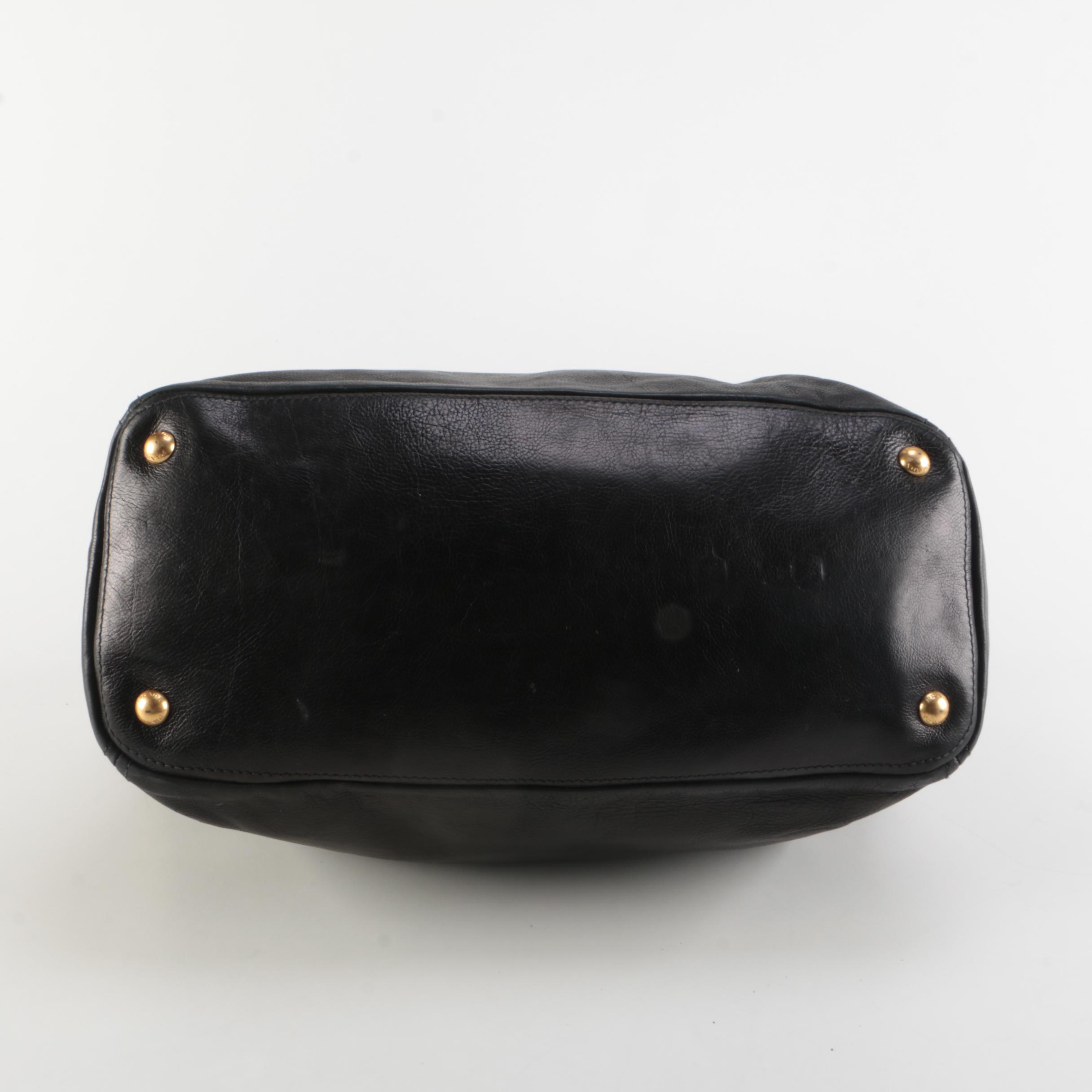 Prada Black Calfskin Leather Shopper Tote