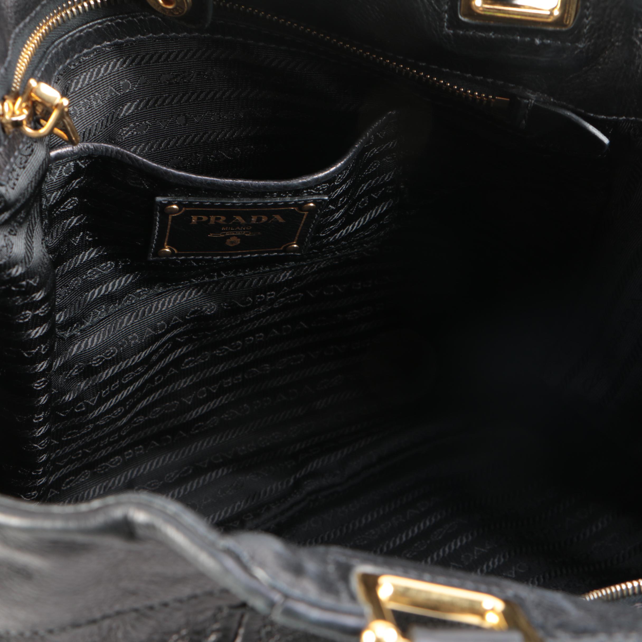 Prada Black Calfskin Leather Shopper Tote
